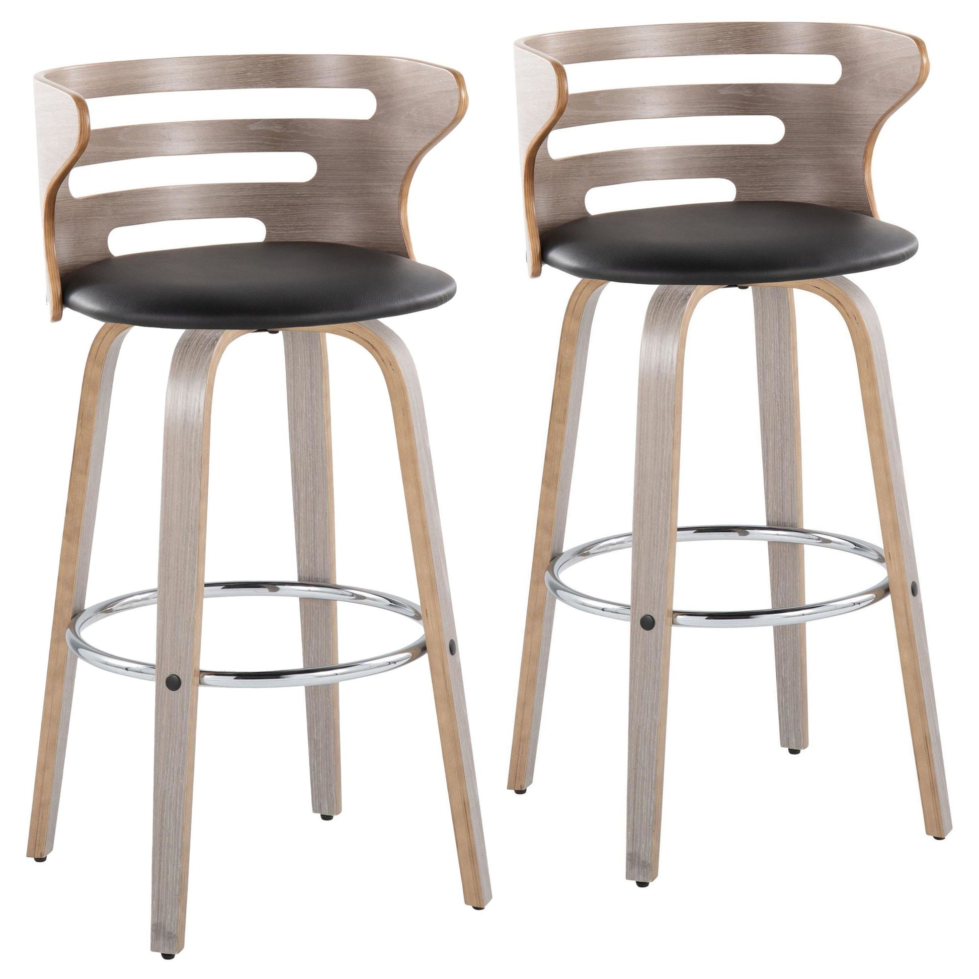 Cosini 30" Fixed-Height Barstool - Set of 2 By LumiSource - B30-COSIPU-GRTZR2 LGYLGYBK2 | Bar Stools | Modishstore - 5