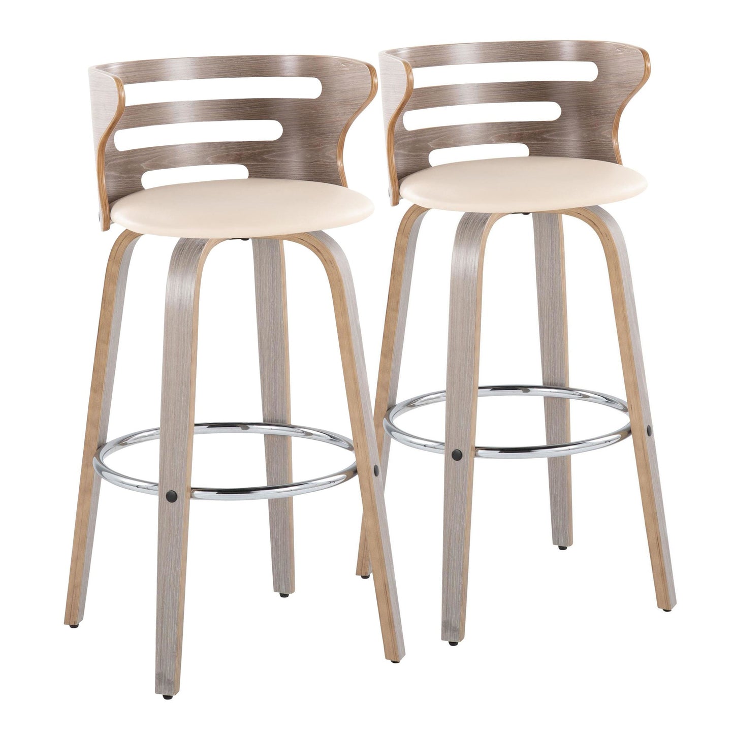 Cosini 30" Fixed-Height Barstool - Set of 2 By LumiSource - B30-COSIPU-GRTZR2 LGYLGYBK2 | Bar Stools | Modishstore - 15