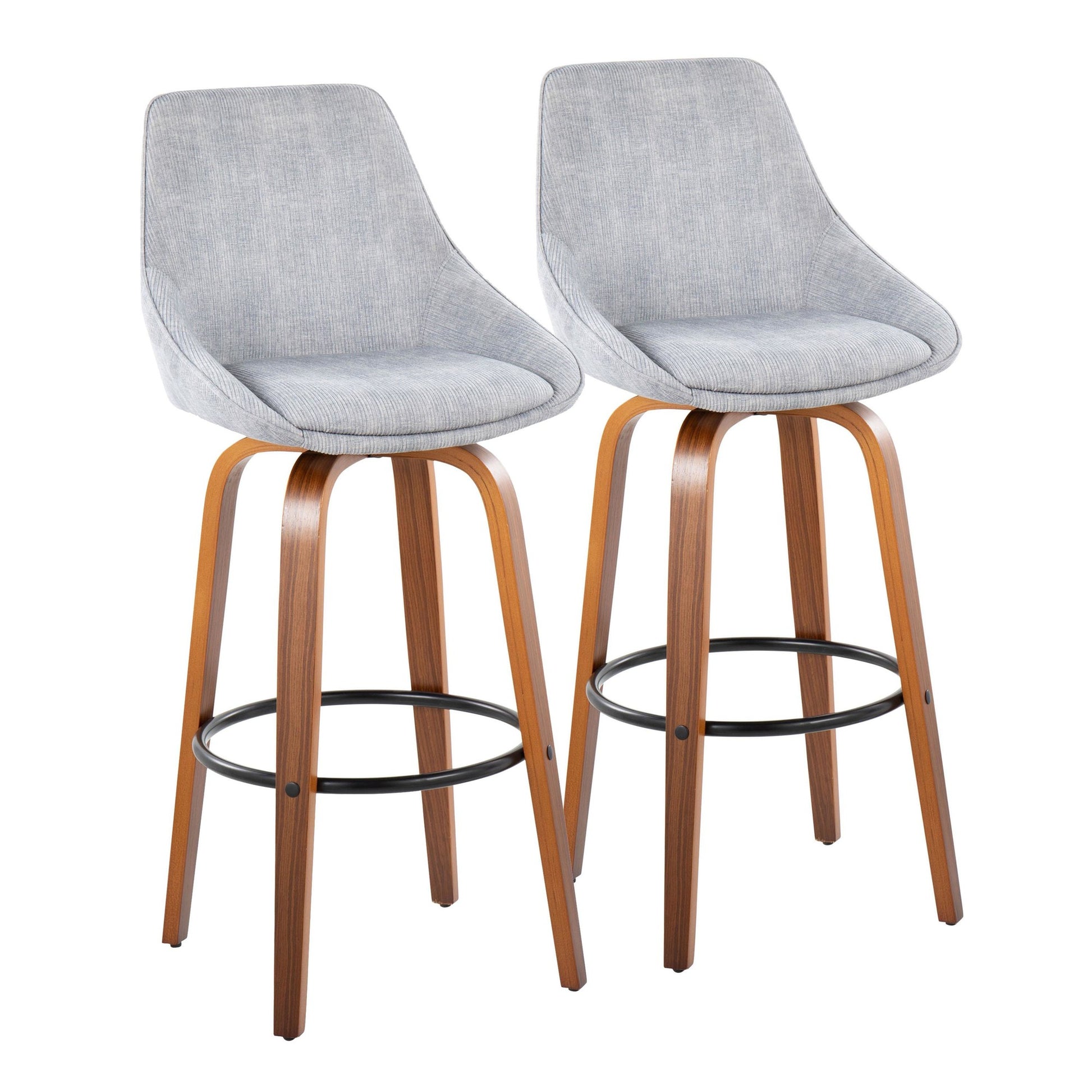 Diana 30" Fixed-Height Barstool - Set of 2 By LumiSource - B30-DIANACOR-GRTZQ2 WLGY2 | Bar Stools | Modishstore - 5