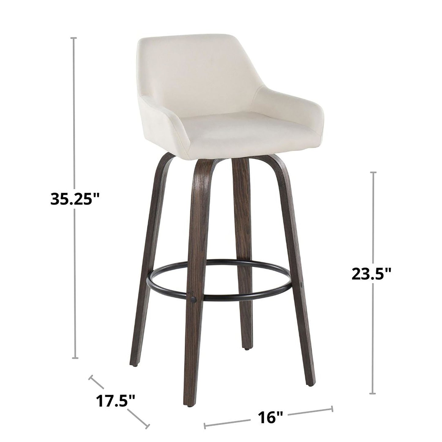 Daniella 30" Fixed-Height Barstool - Set of 2 By LumiSource - B30-DNLAV-GRTZQ2 BNBK2 | Bar Stools | Modishstore - 20