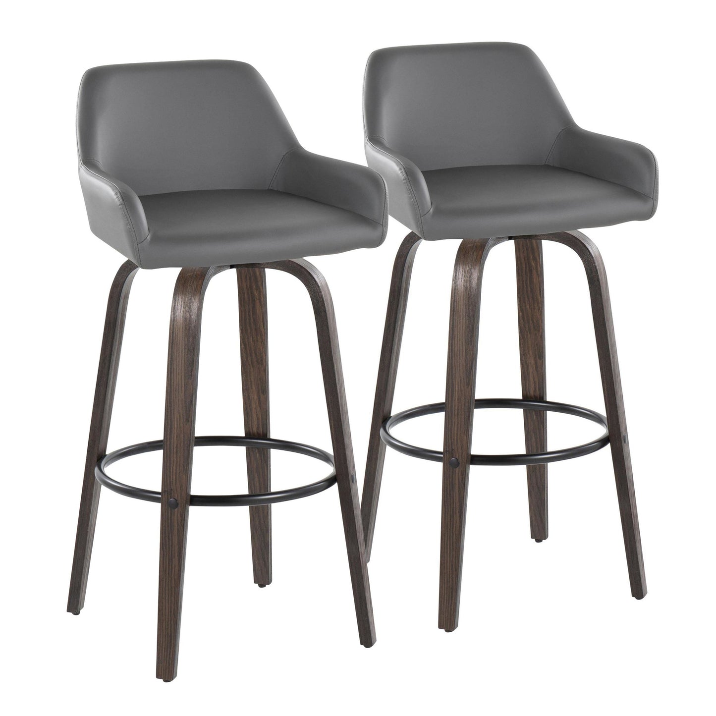 Daniella 30" Fixed-Height Barstool - Set of 2 By LumiSource - B30-DNLAPU-GRTZQ2 BNCAM2 | Bar Stools | Modishstore - 15