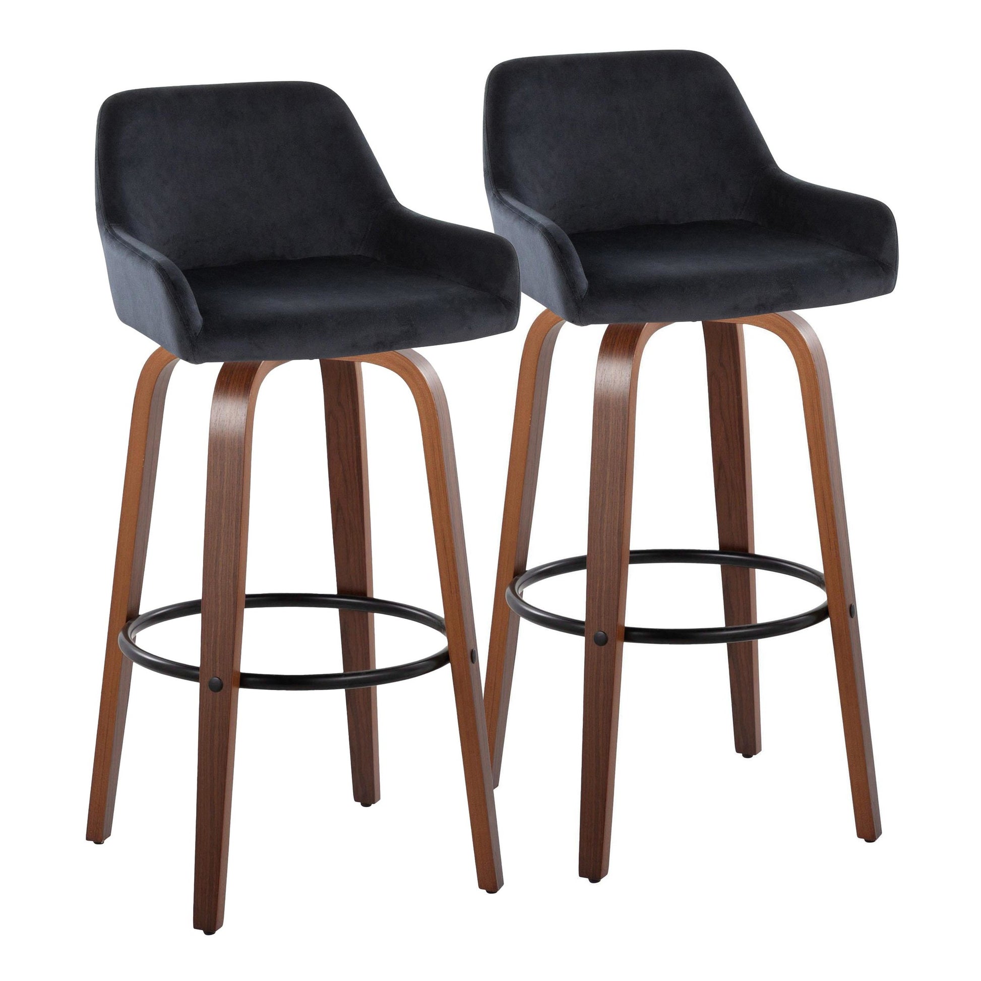 Daniella 30" Fixed-Height Barstool - Set of 2 By LumiSource - B30-DNLAV-GRTZQ2 WLBK2 | Bar Stools | Modishstore - 5