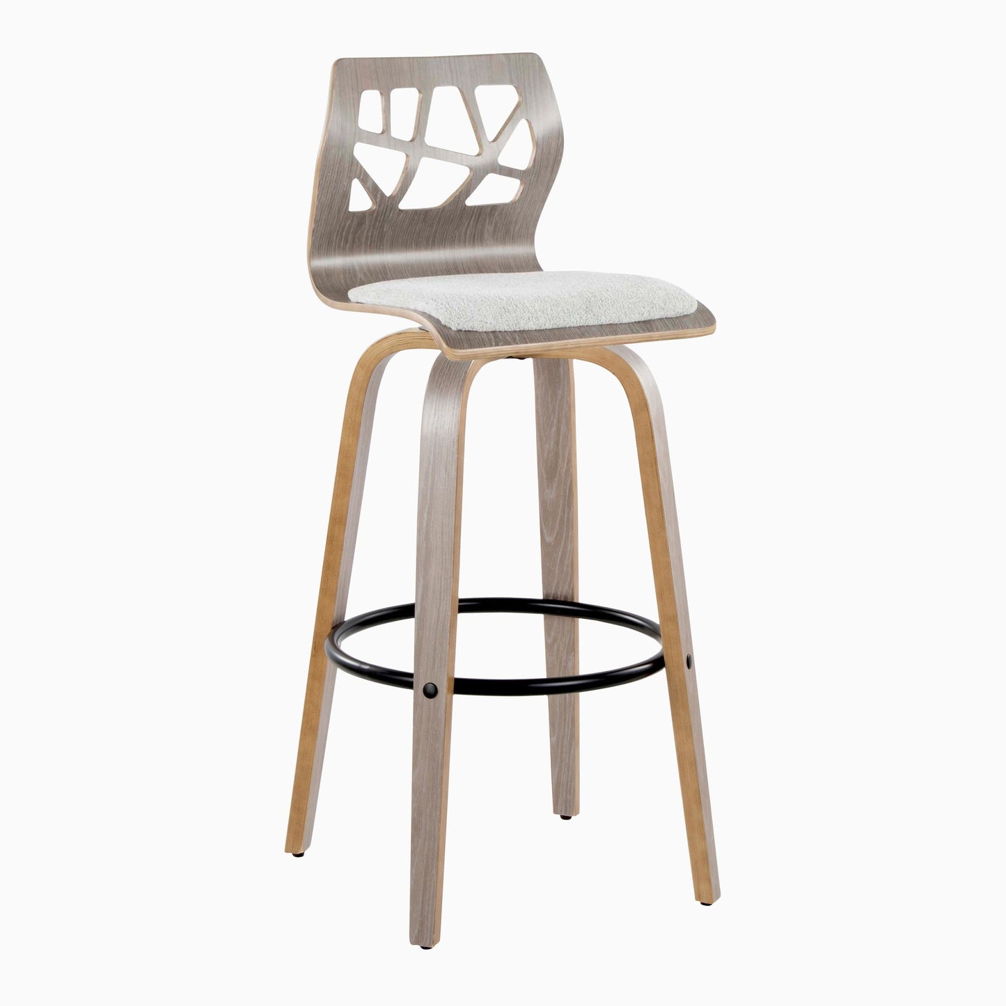 Folia 30" Fixed-Height Barstool - Set of 2 By LumiSource - B30-FOLIAFB-GRTZQ2 LGYLGYLGY2 | Bar Stools | Modishstore - 6