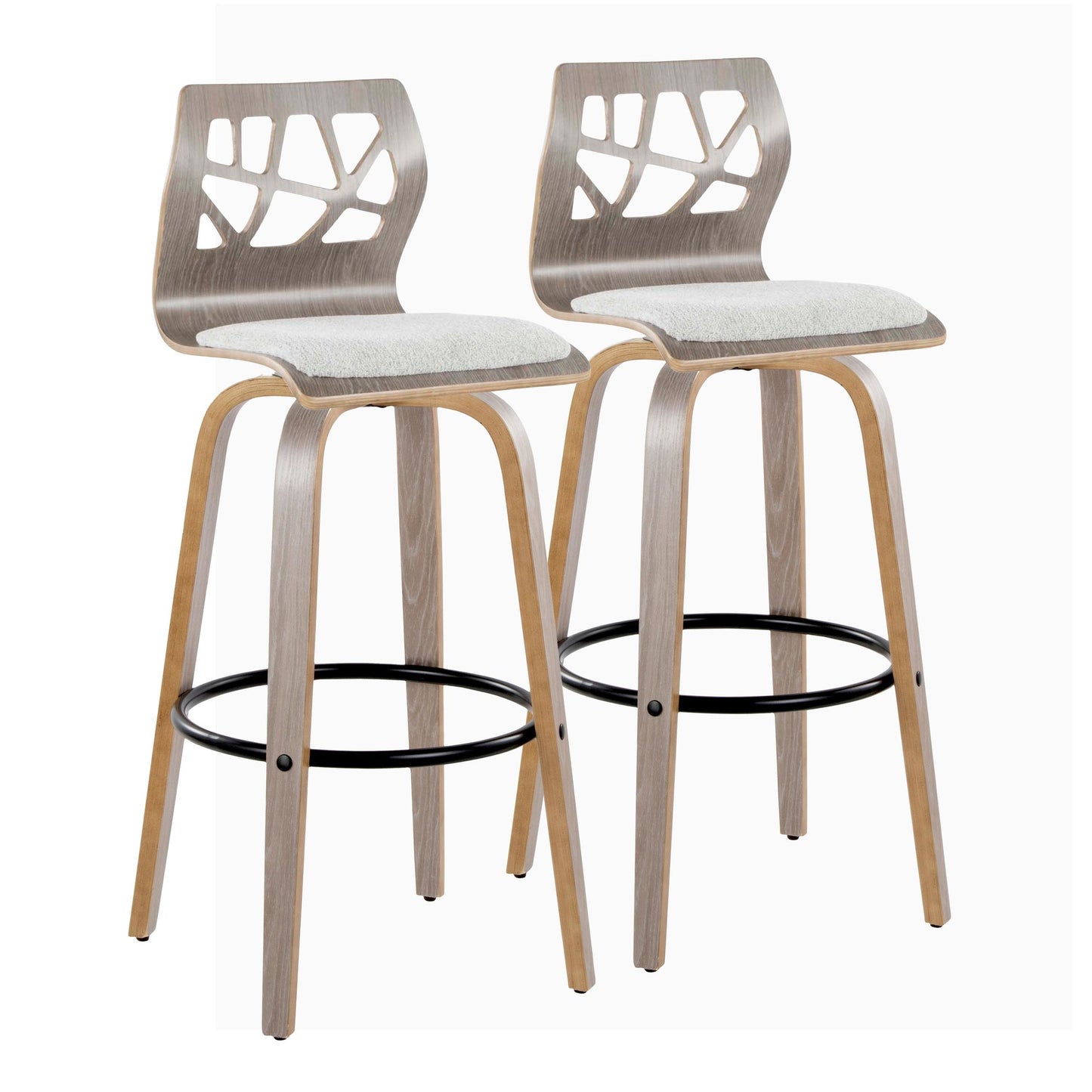 Folia 30" Fixed-Height Barstool - Set of 2 By LumiSource - B30-FOLIAFB-GRTZQ2 LGYLGYLGY2 | Bar Stools | Modishstore - 5