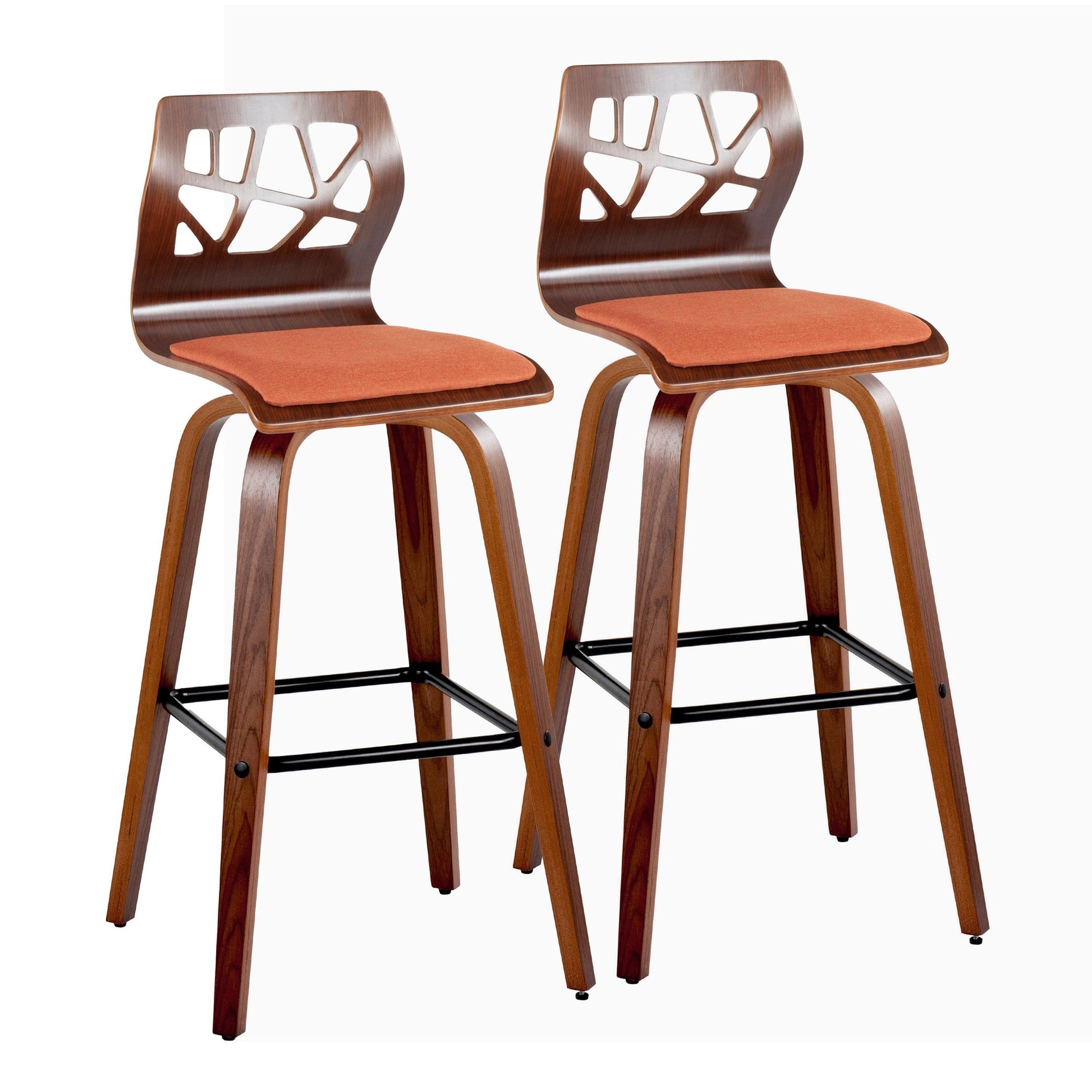 Folia 30" Fixed-Height Barstool - Set of 2 By LumiSource - B30-FOLIAFB-GRTZQ2 LGYLGYLGY2 | Bar Stools | Modishstore - 15