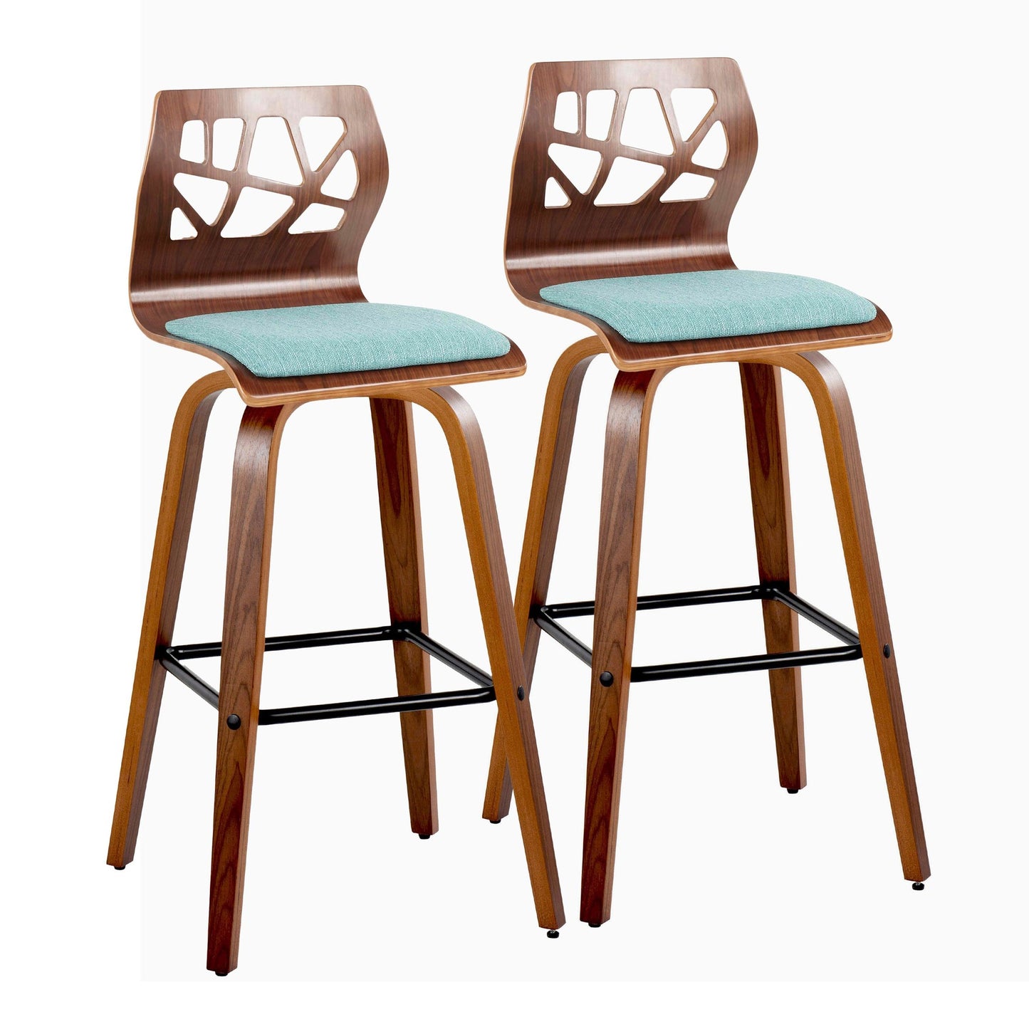 Folia 30" Fixed-Height Barstool - Set of 2 By LumiSource - B30-FOLIAFB-GRTZQ2 LGYLGYLGY2 | Bar Stools | Modishstore - 26