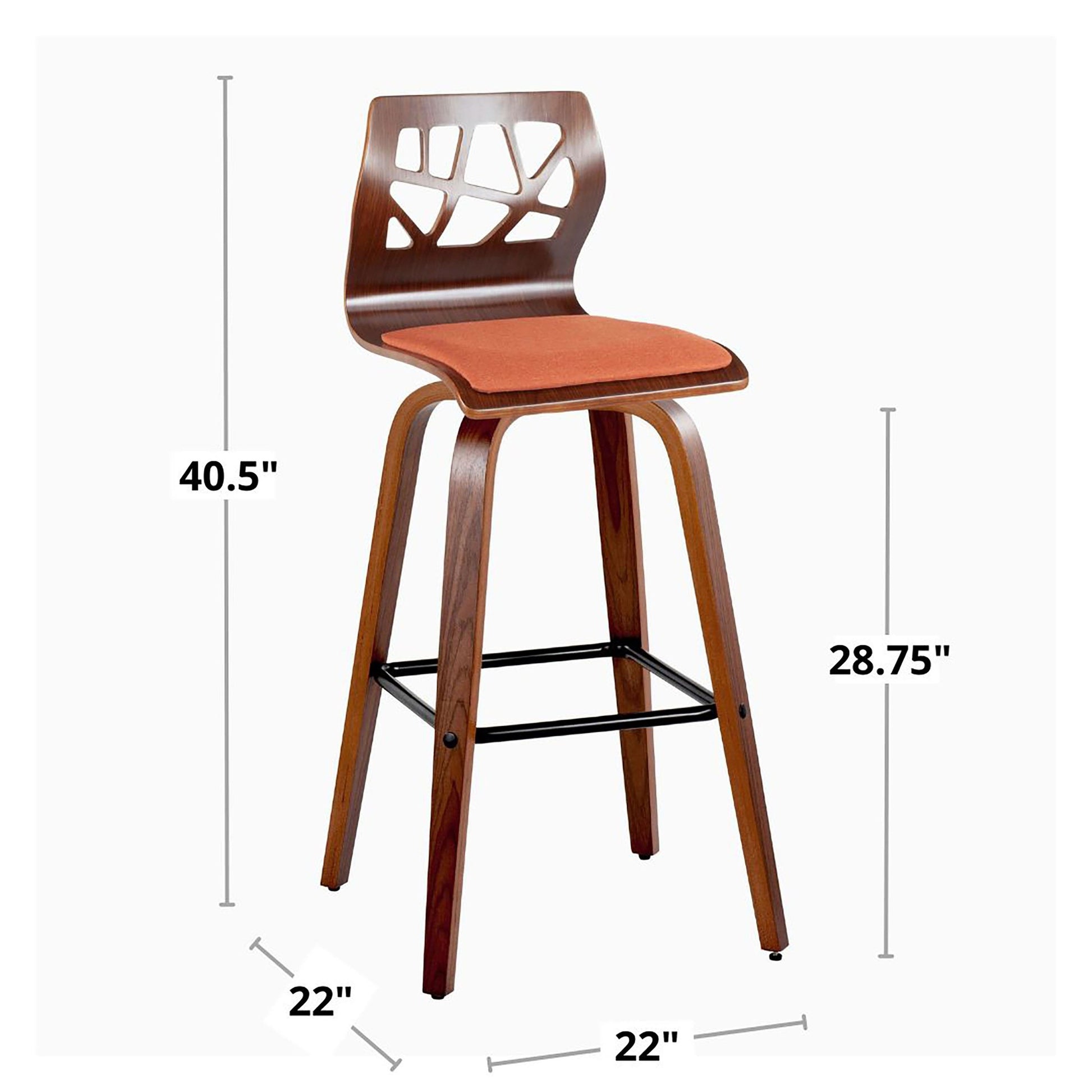 Folia 30" Fixed-Height Barstool - Set of 2 By LumiSource - B30-FOLIAFB-GRTZQ2 LGYLGYLGY2 | Bar Stools | Modishstore - 20