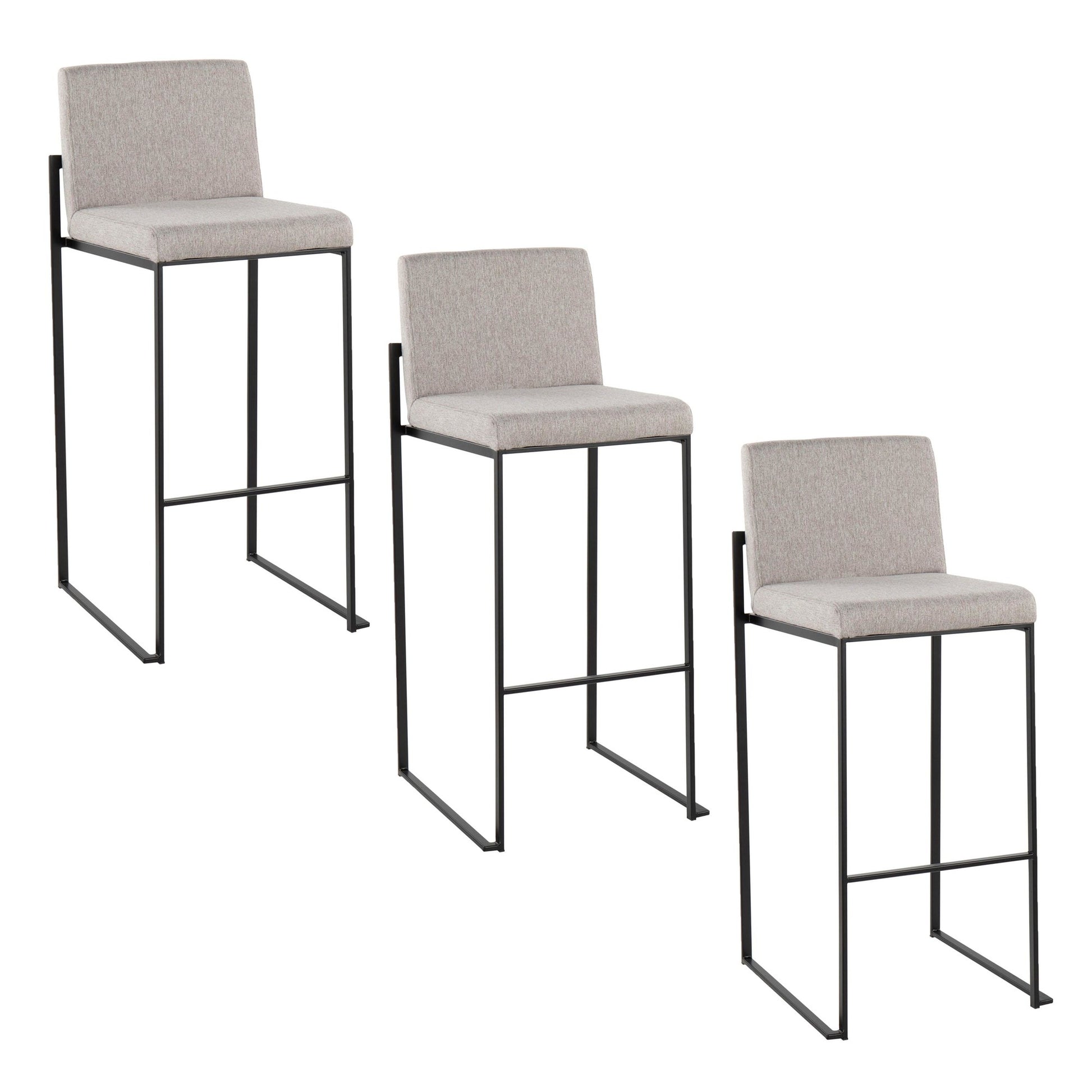 Fuji High Back 30" Fixed-Height Barstool - Set of 3 By LumiSource - B30-FUJIHBFB BKBG3 | Bar Stools | Modishstore - 10