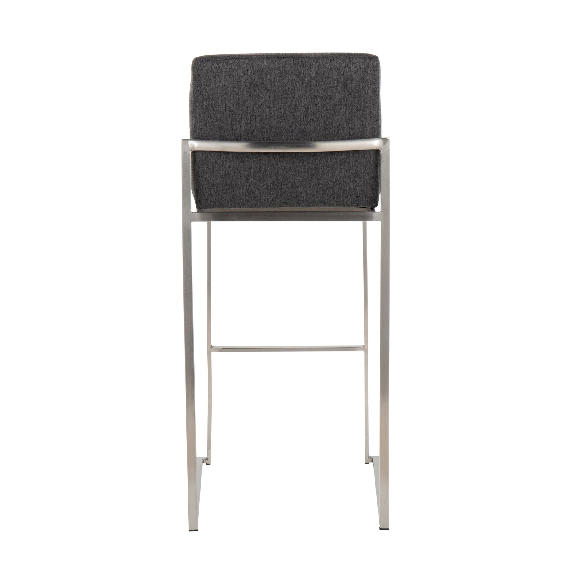 Fuji High Back 30" Fixed-Height Barstool - Set of 3 By LumiSource - B30-FUJIHBFB SSCHAR3 | Bar Stools | Modishstore - 8