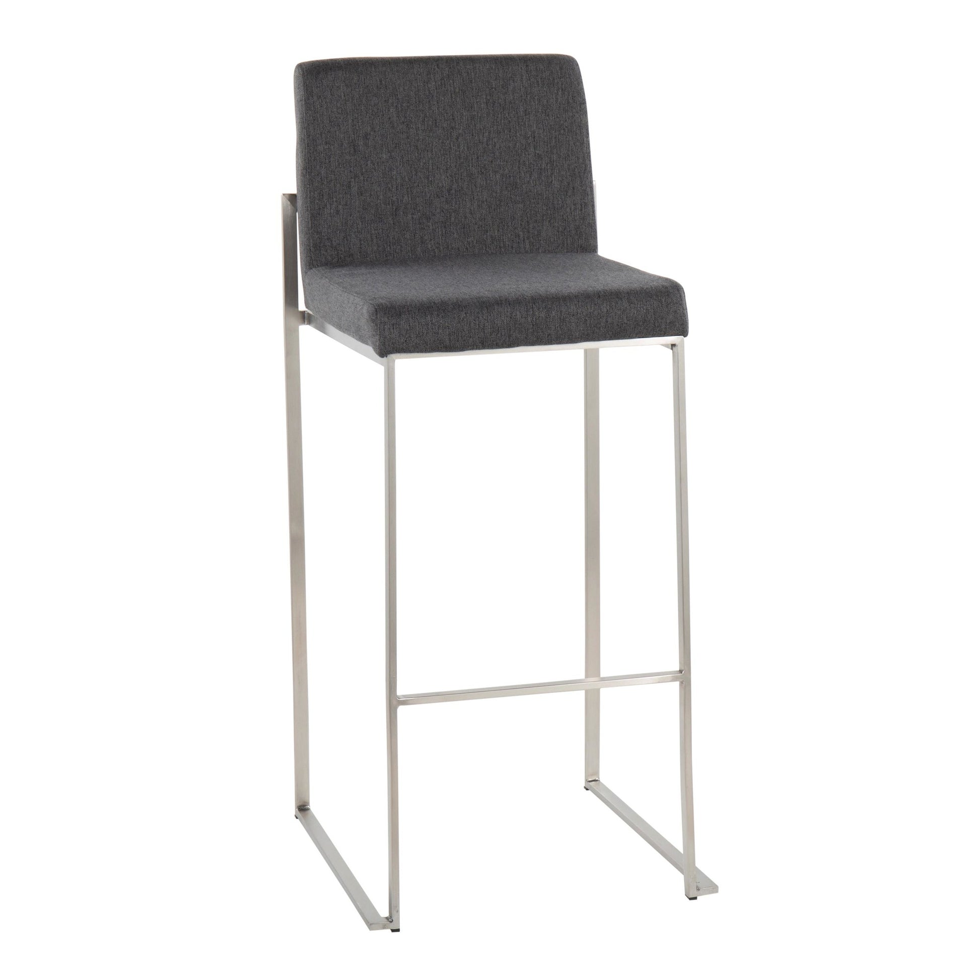 Fuji High Back 30" Fixed-Height Barstool - Set of 3 By LumiSource - B30-FUJIHBFB SSCHAR3 | Bar Stools | Modishstore - 4