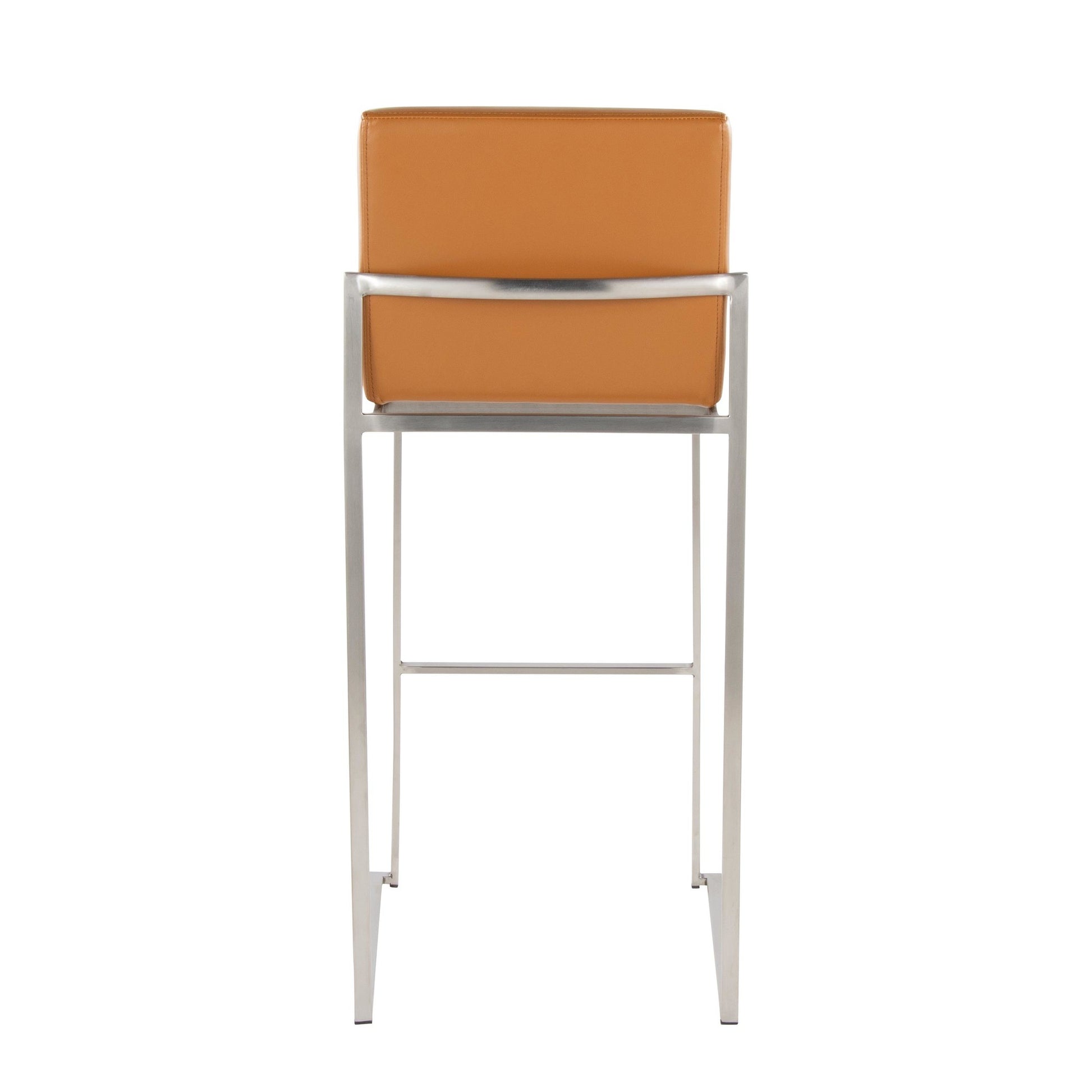 Fuji High Back 30" Fixed-Height Barstool - Set of 2 By LumiSource - B30-FUJIHBPU SSCAM2 | Bar Stools | Modishstore - 8