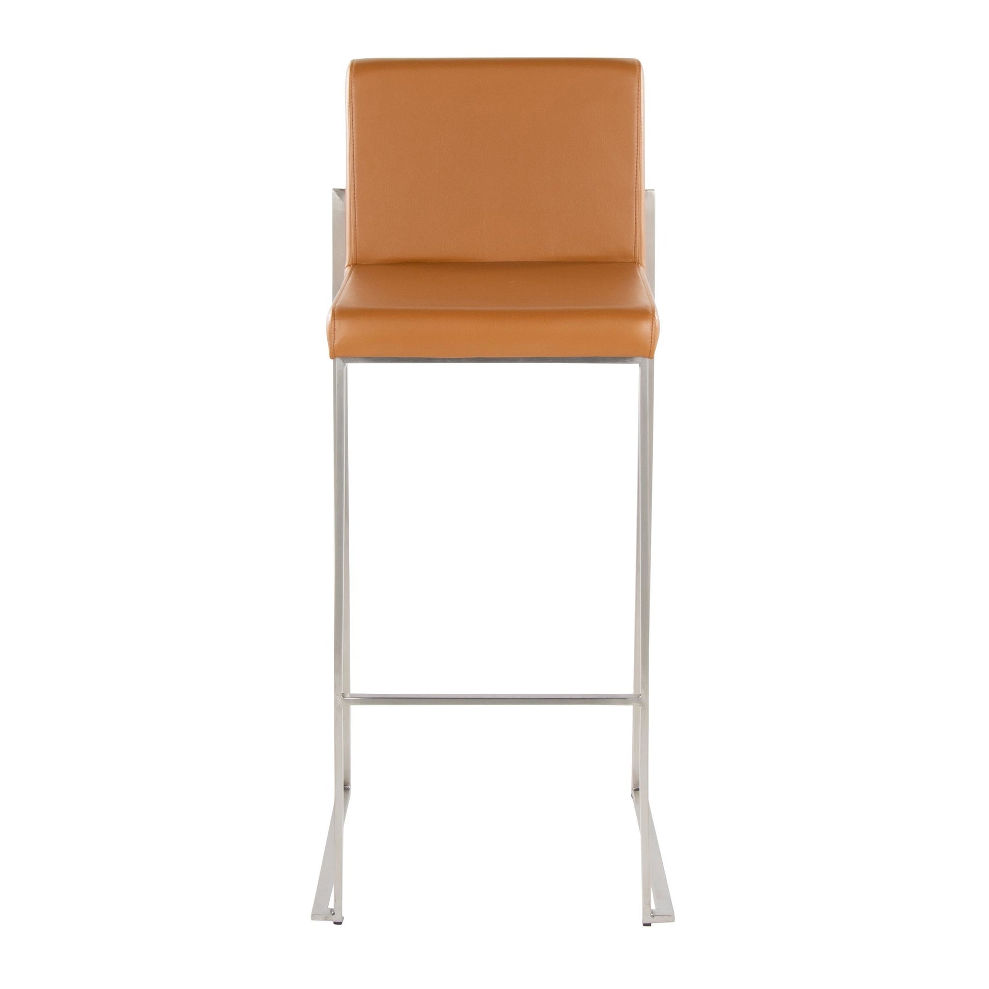 Fuji High Back 30" Fixed-Height Barstool - Set of 2 By LumiSource - B30-FUJIHBPU SSCAM2 | Bar Stools | Modishstore - 7