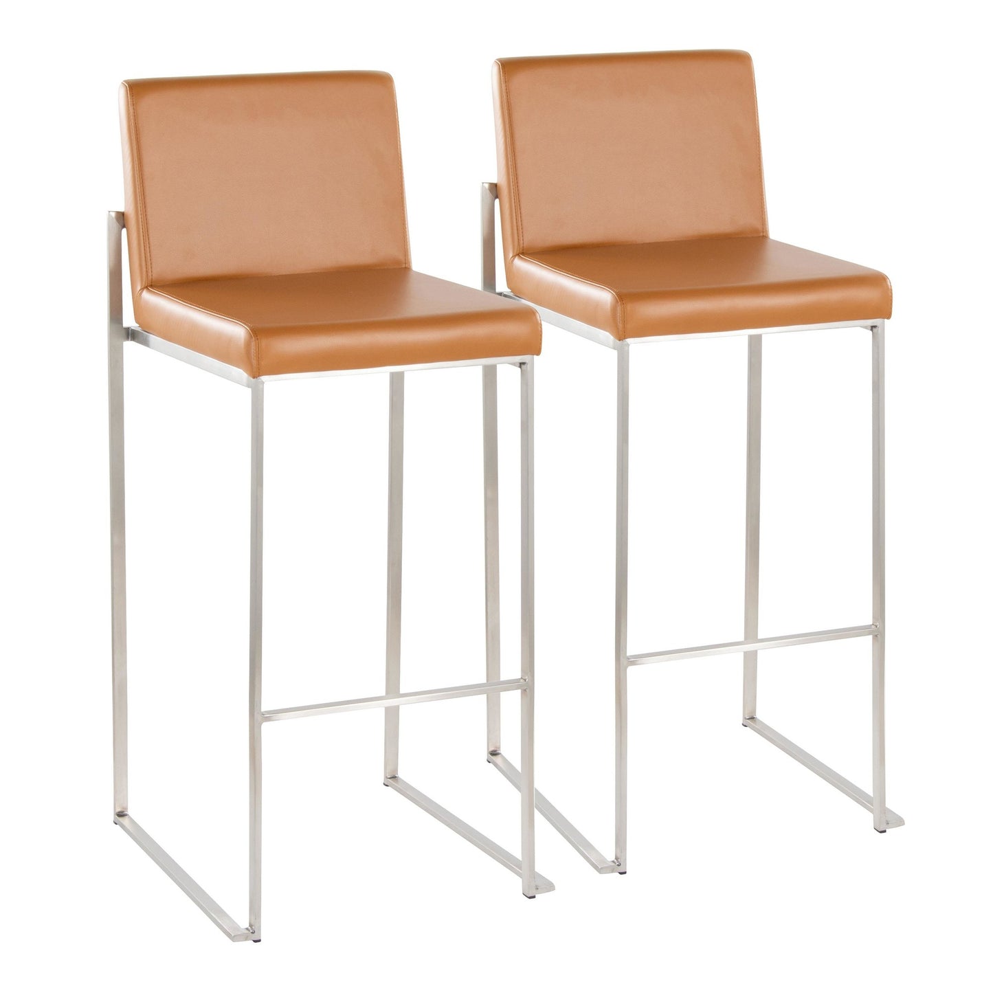 Fuji High Back 30" Fixed-Height Barstool - Set of 2 By LumiSource - B30-FUJIHBPU SSCAM2 | Bar Stools | Modishstore - 3