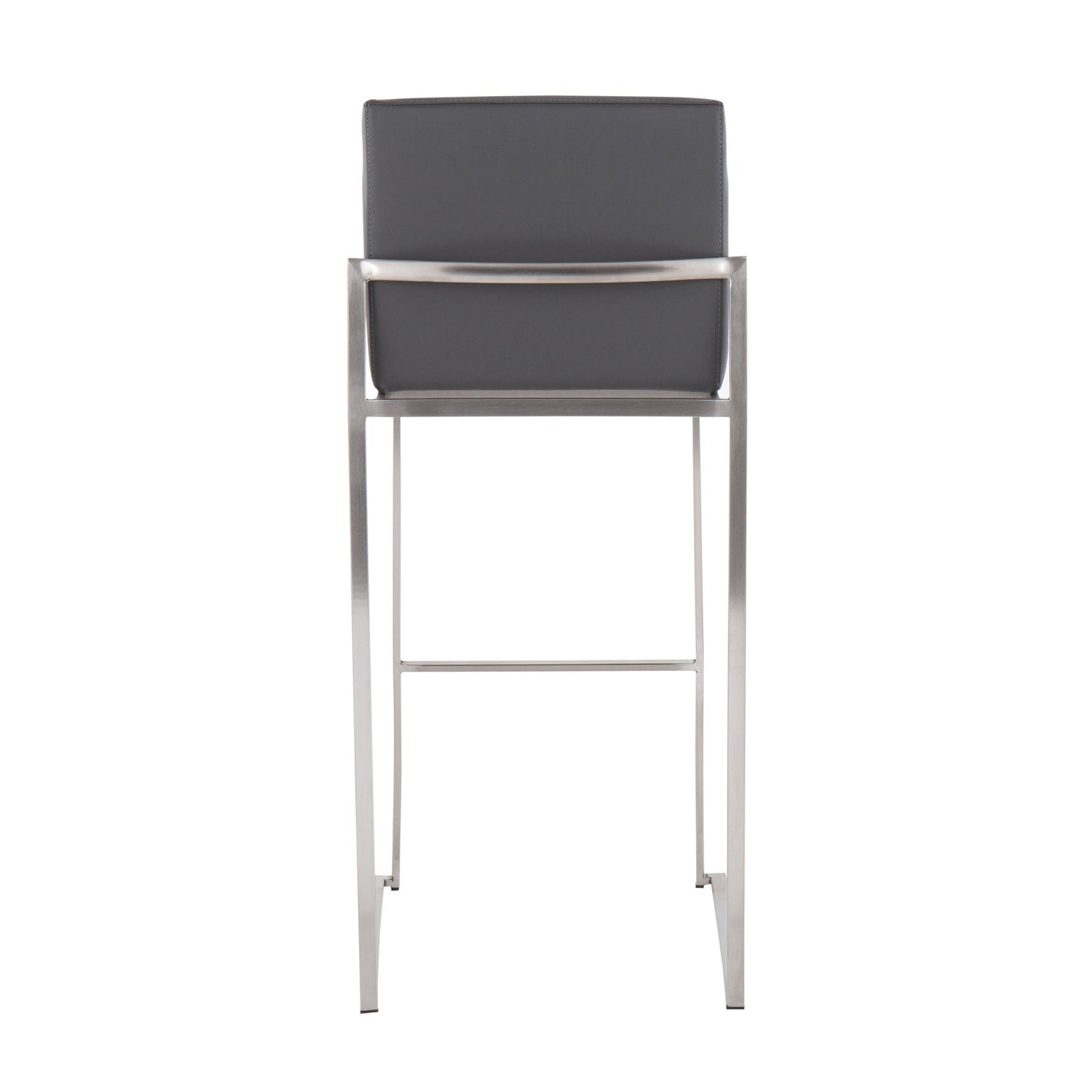 Fuji High Back 30" Fixed-Height Barstool - Set of 3 By LumiSource - B30-FUJIHBPU SSGY3 | Bar Stools | Modishstore - 9