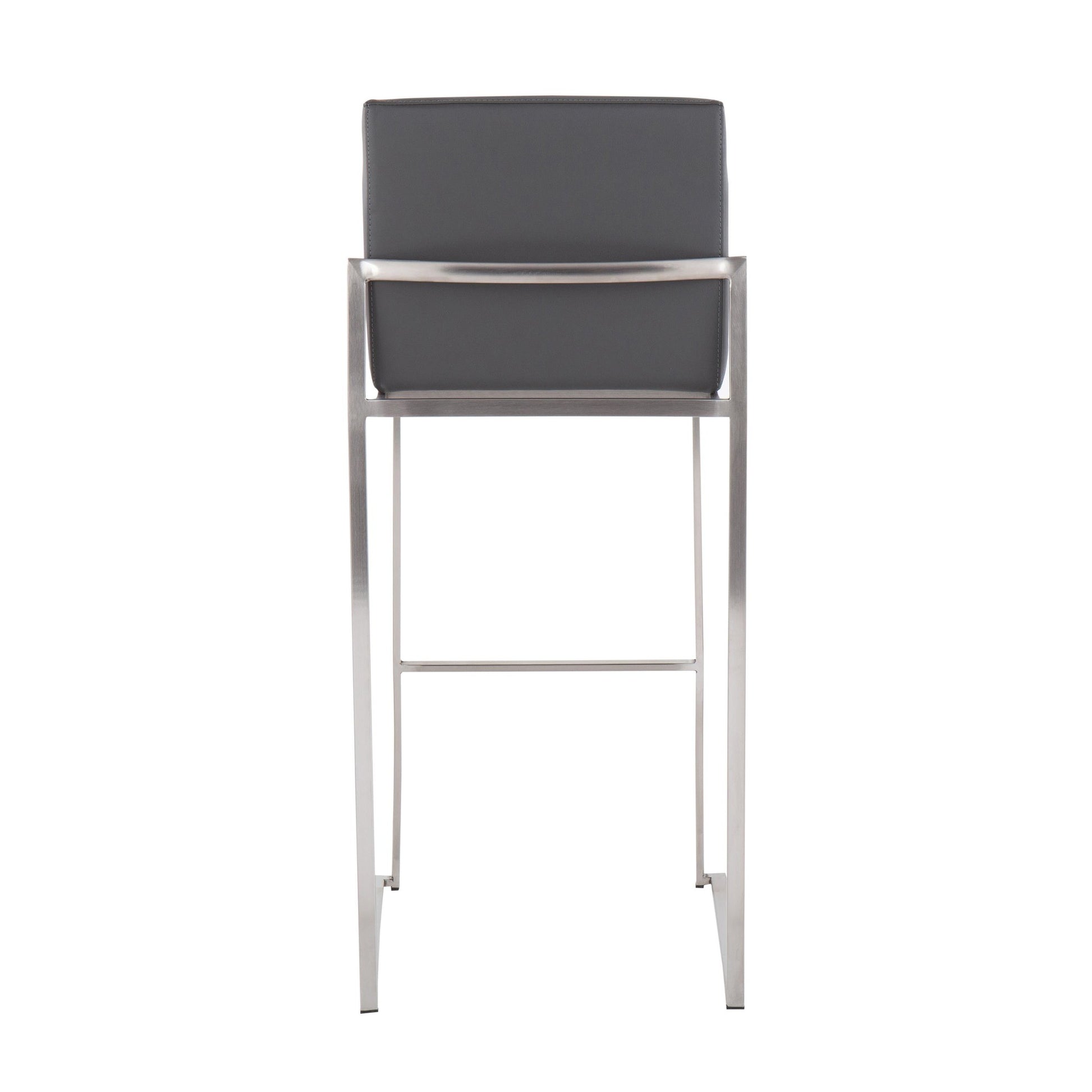 Fuji High Back 30" Fixed-Height Barstool - Set of 3 By LumiSource - B30-FUJIHBPU SSGY3 | Bar Stools | Modishstore - 9