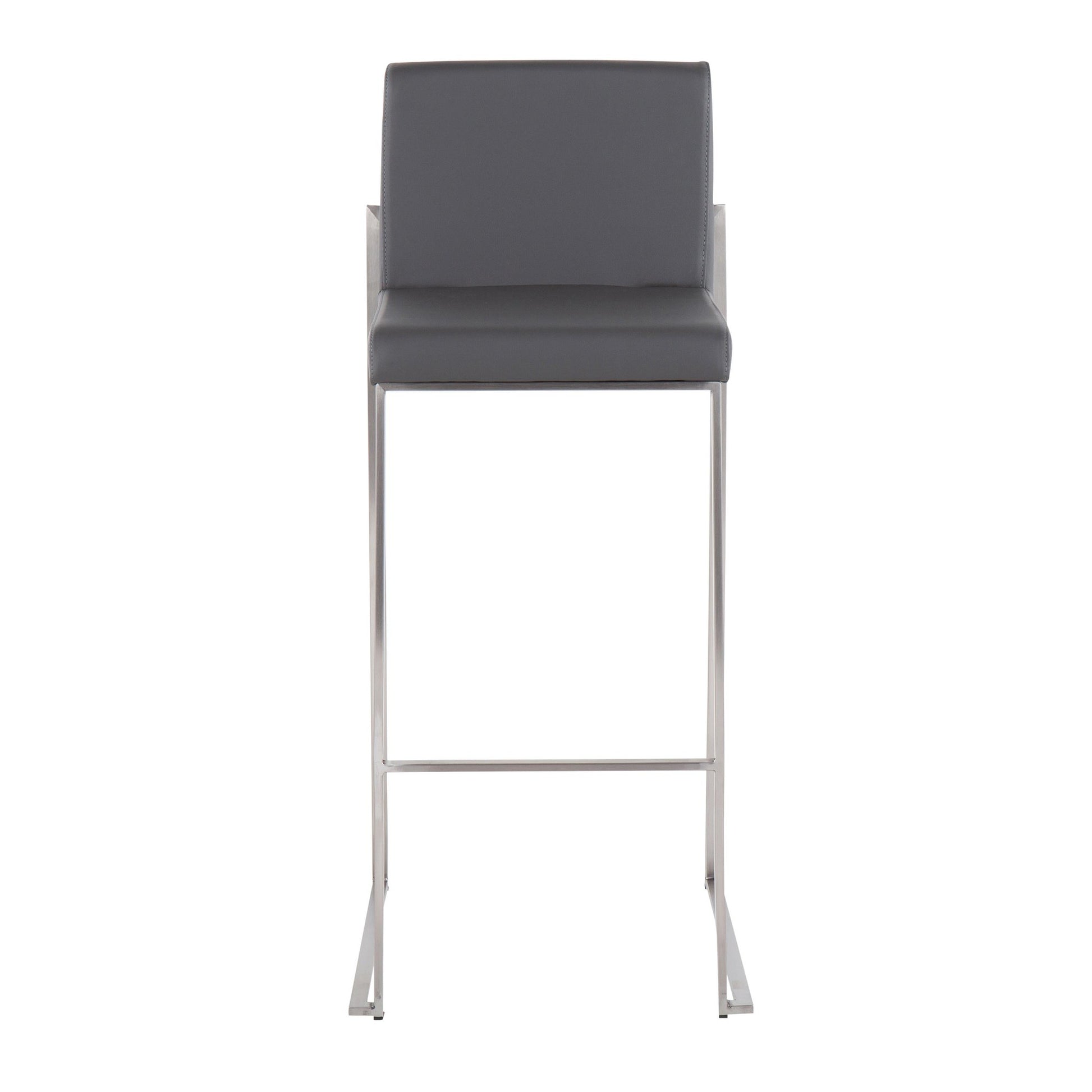 Fuji High Back 30" Fixed-Height Barstool - Set of 3 By LumiSource - B30-FUJIHBPU SSGY3 | Bar Stools | Modishstore - 8