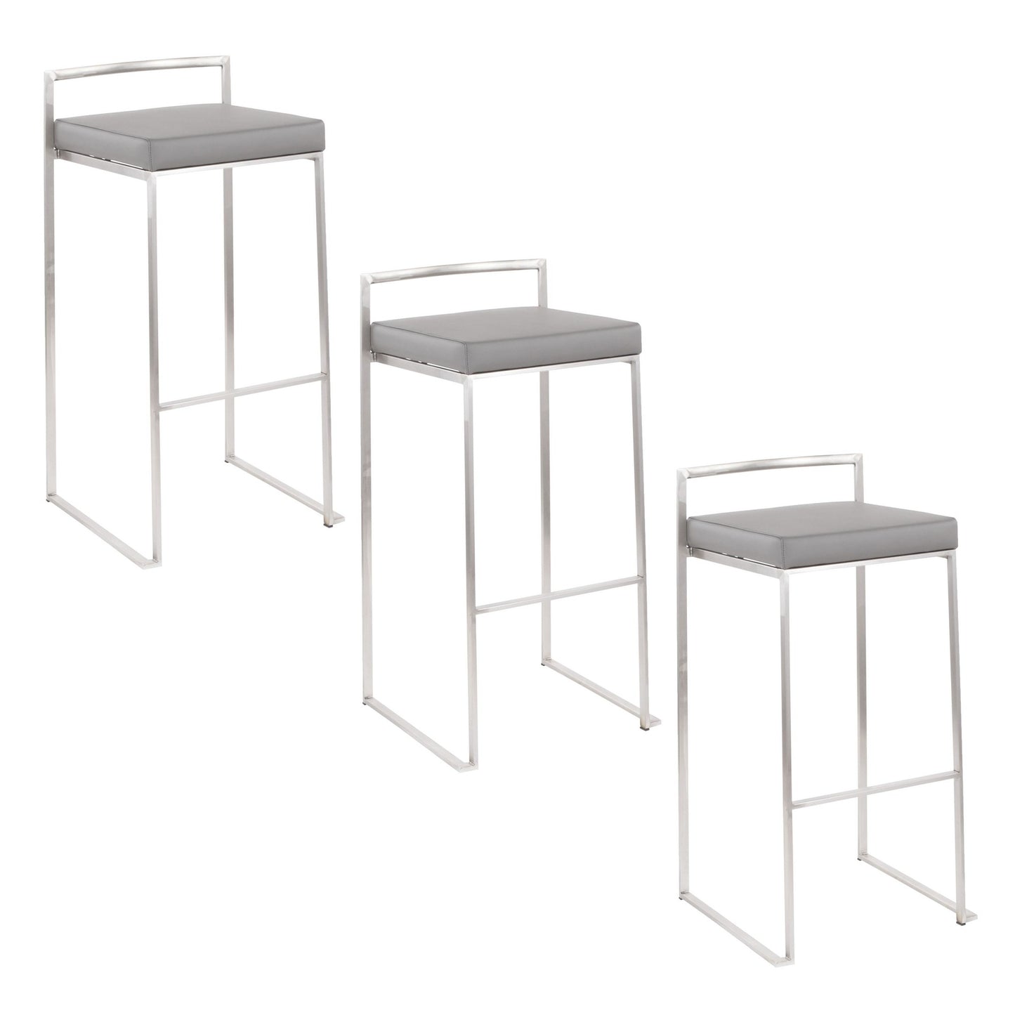 Fuji Stacker 30" Fixed-Height Barstool - Set of 3 By LumiSource - B30-FUJIPU SSBK3 | Bar Stools | Modishstore - 12