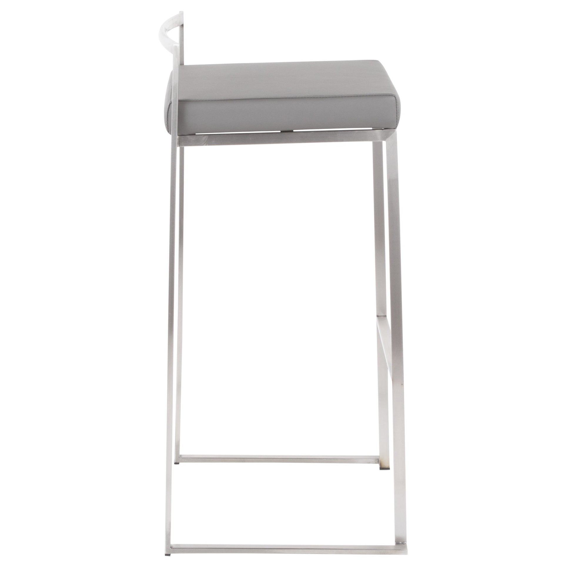 Fuji Stacker 30" Fixed-Height Barstool - Set of 3 By LumiSource - B30-FUJIPU SSBK3 | Bar Stools | Modishstore - 14