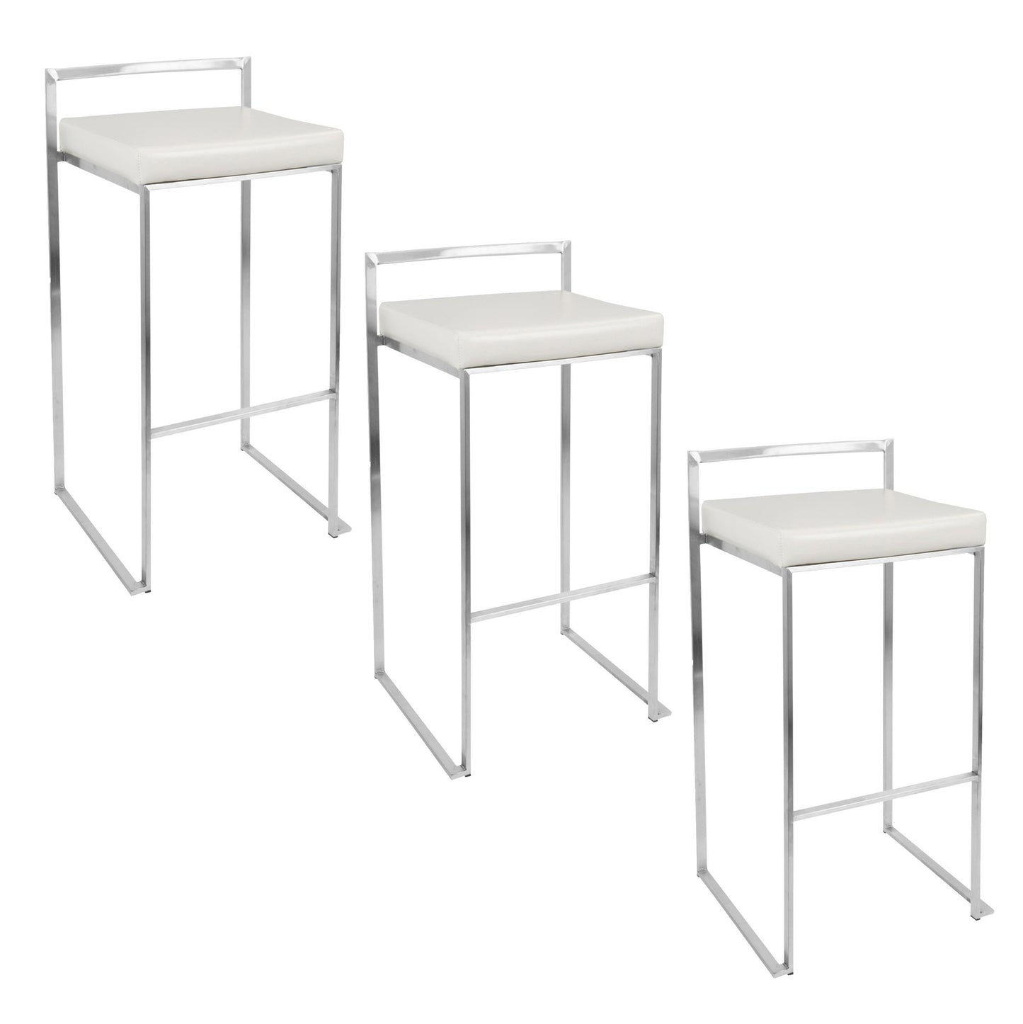 Fuji Stacker 30" Fixed-Height Barstool - Set of 3 By LumiSource - B30-FUJIPU SSBK3 | Bar Stools | Modishstore - 19