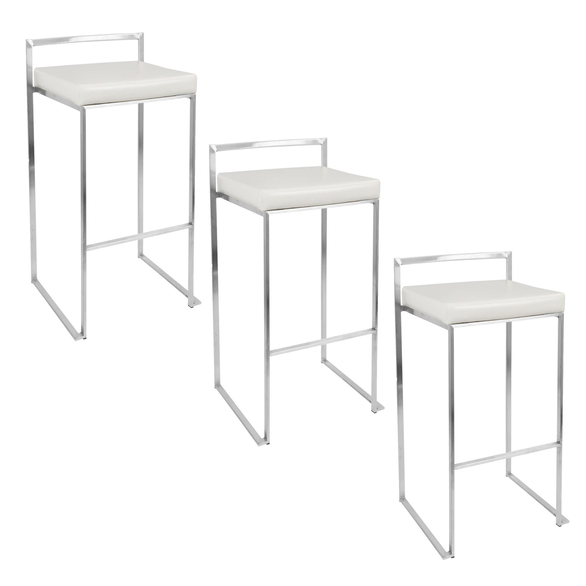 Fuji Stacker 30" Fixed-Height Barstool - Set of 3 By LumiSource - B30-FUJIPU SSBK3 | Bar Stools | Modishstore - 19