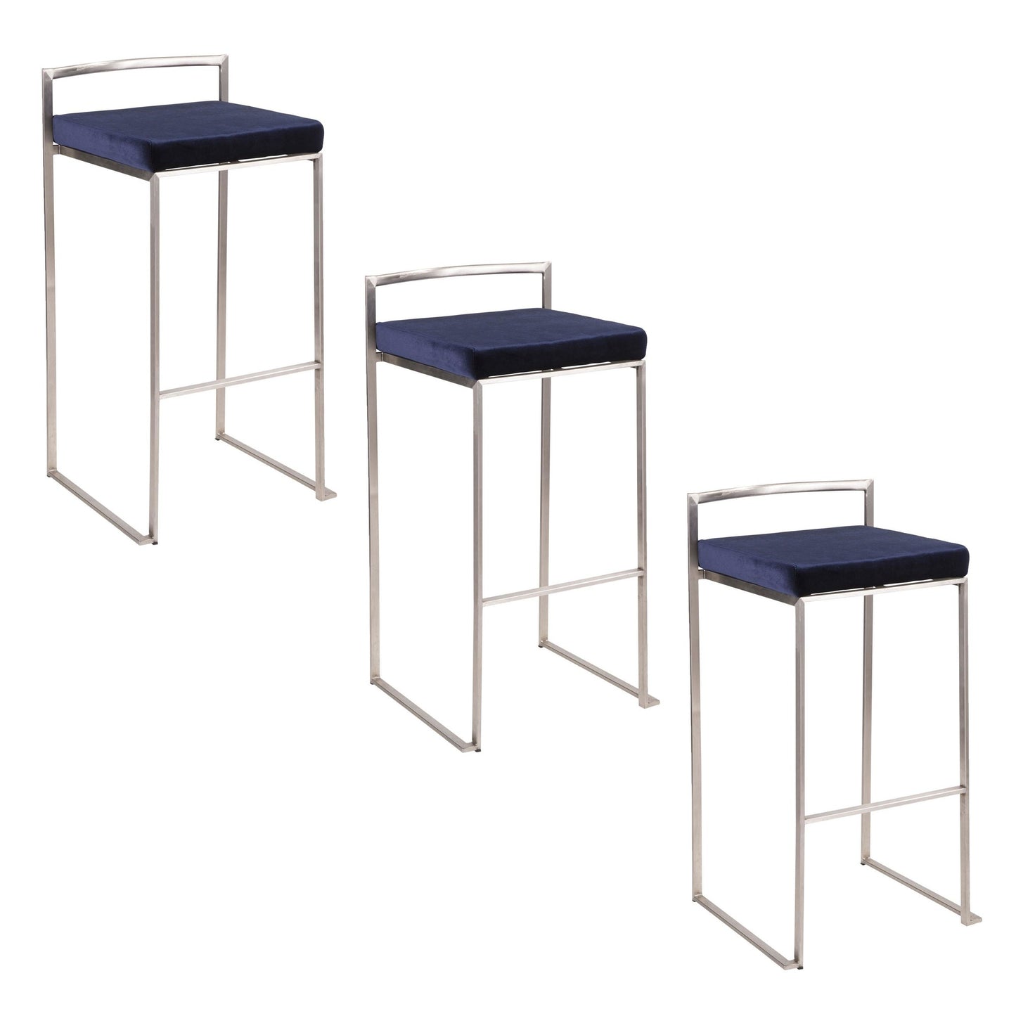 Fuji Stacker 30" Fixed-Height Barstool - Set of 3 By LumiSource - B30-FUJIV SSBU3 | Bar Stools | Modishstore - 5