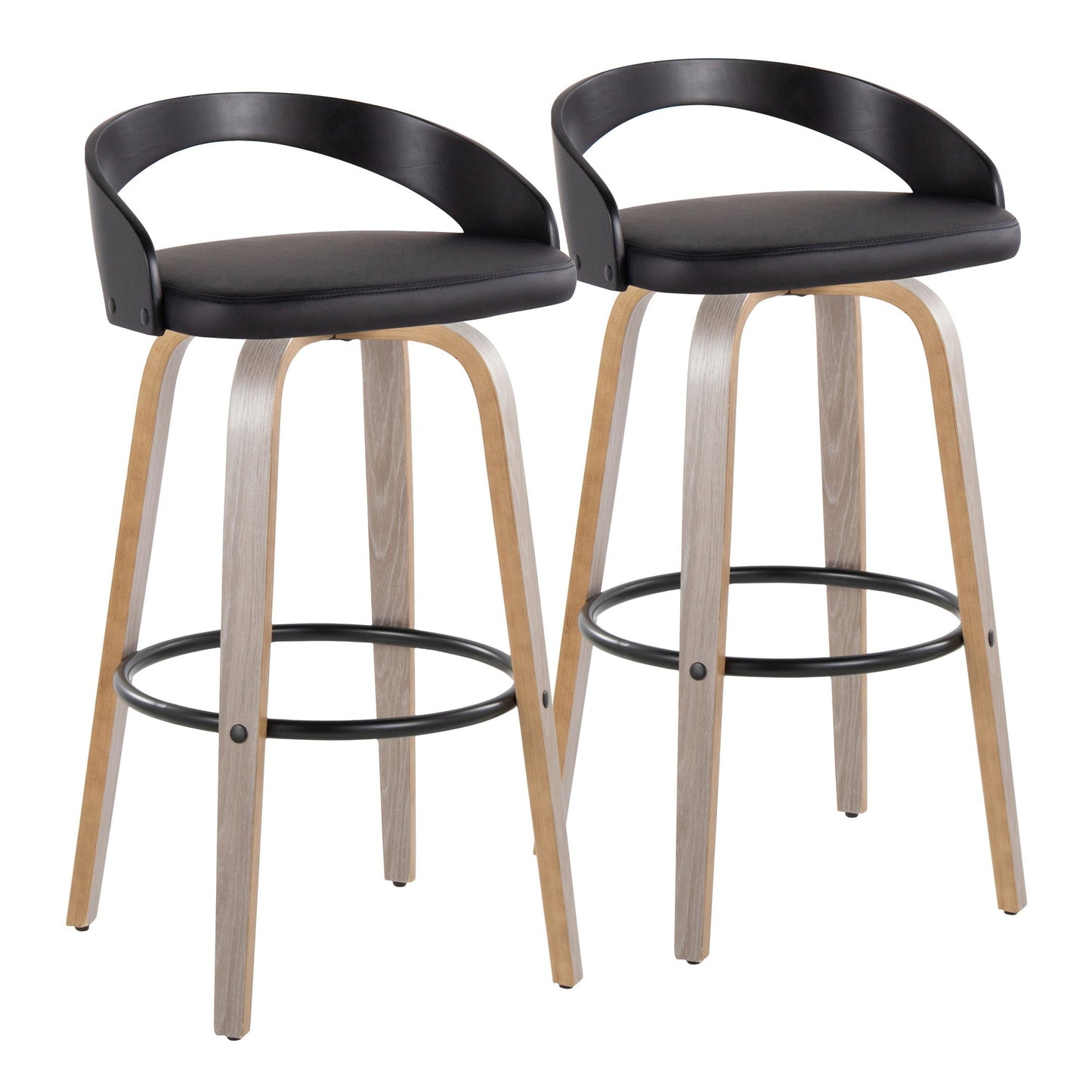 Grotto 30" Fixed-Height Barstool - Set of 2 By LumiSource - B30-GROTTOPU-GRTZR2 NANABN2 | Bar Stools | Modishstore - 35