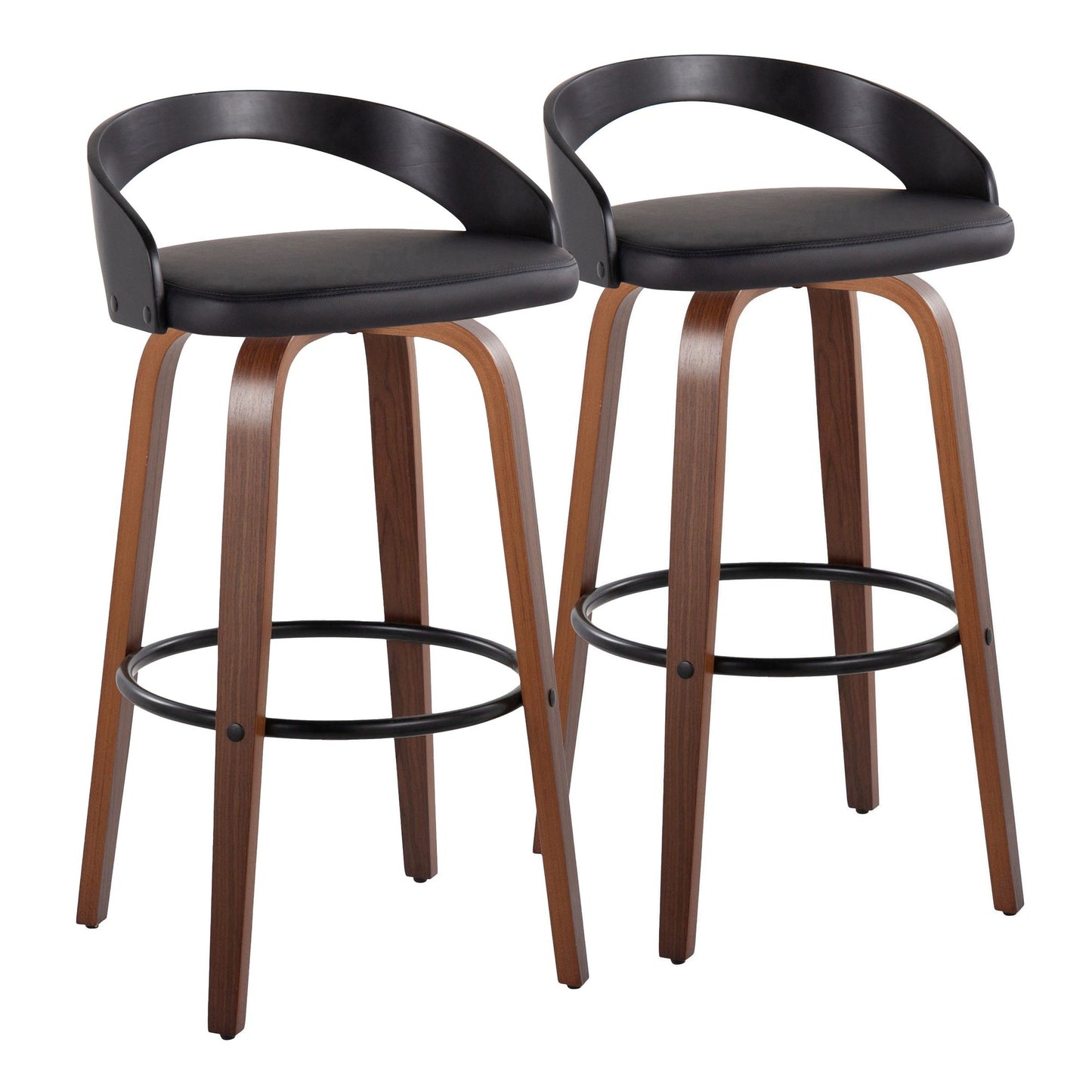 Grotto 30" Fixed-Height Barstool - Set of 2 By LumiSource - B30-GROTTOPU-GRTZR2 NANABN2 | Bar Stools | Modishstore - 45