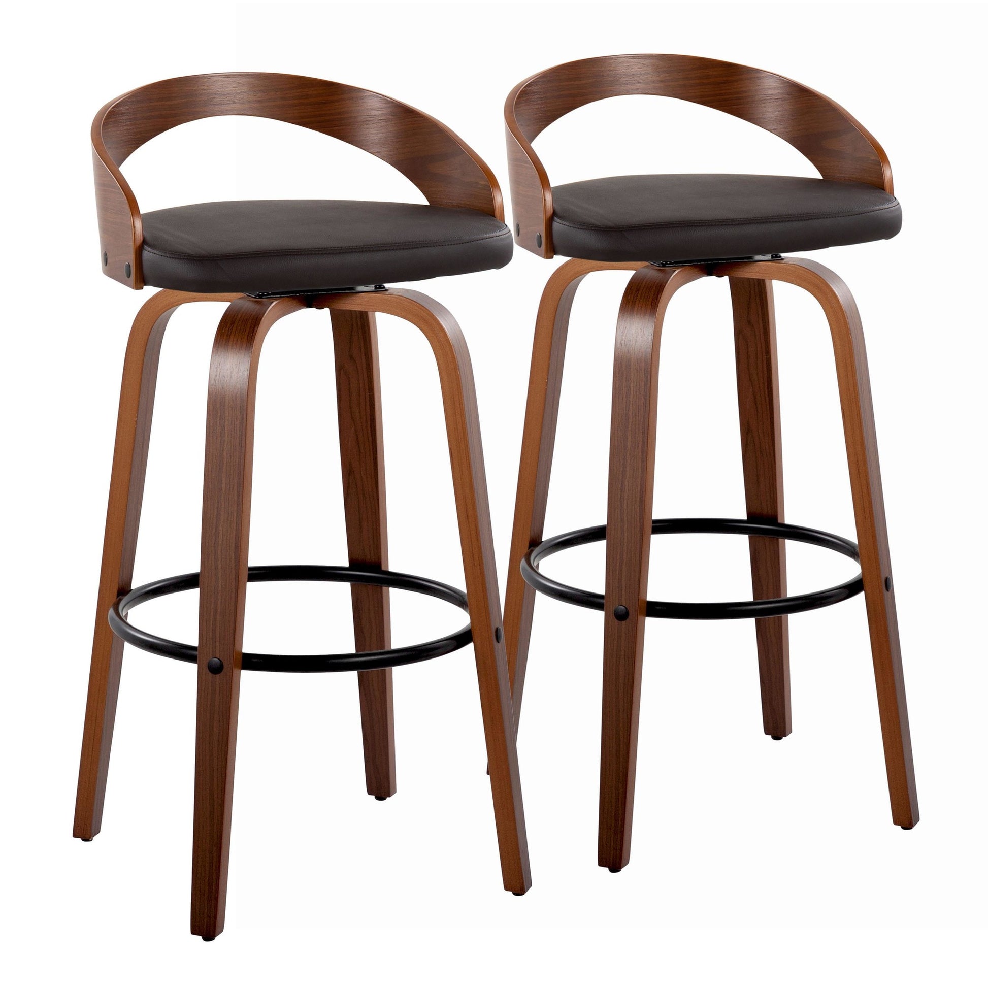 Grotto 30" Fixed-Height Barstool - Set of 2 By LumiSource - B30-GROTTOPU-GRTZQ2 WLWLBN2 | Bar Stools | Modishstore - 5