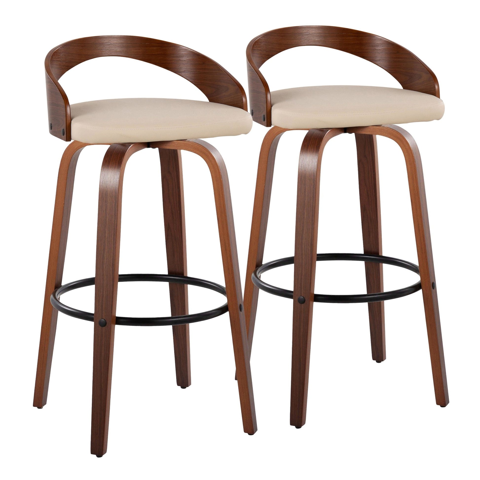 Grotto 30" Fixed-Height Barstool - Set of 2 By LumiSource - B30-GROTTOPU-GRTZQ2 WLWLBN2 | Bar Stools | Modishstore - 13