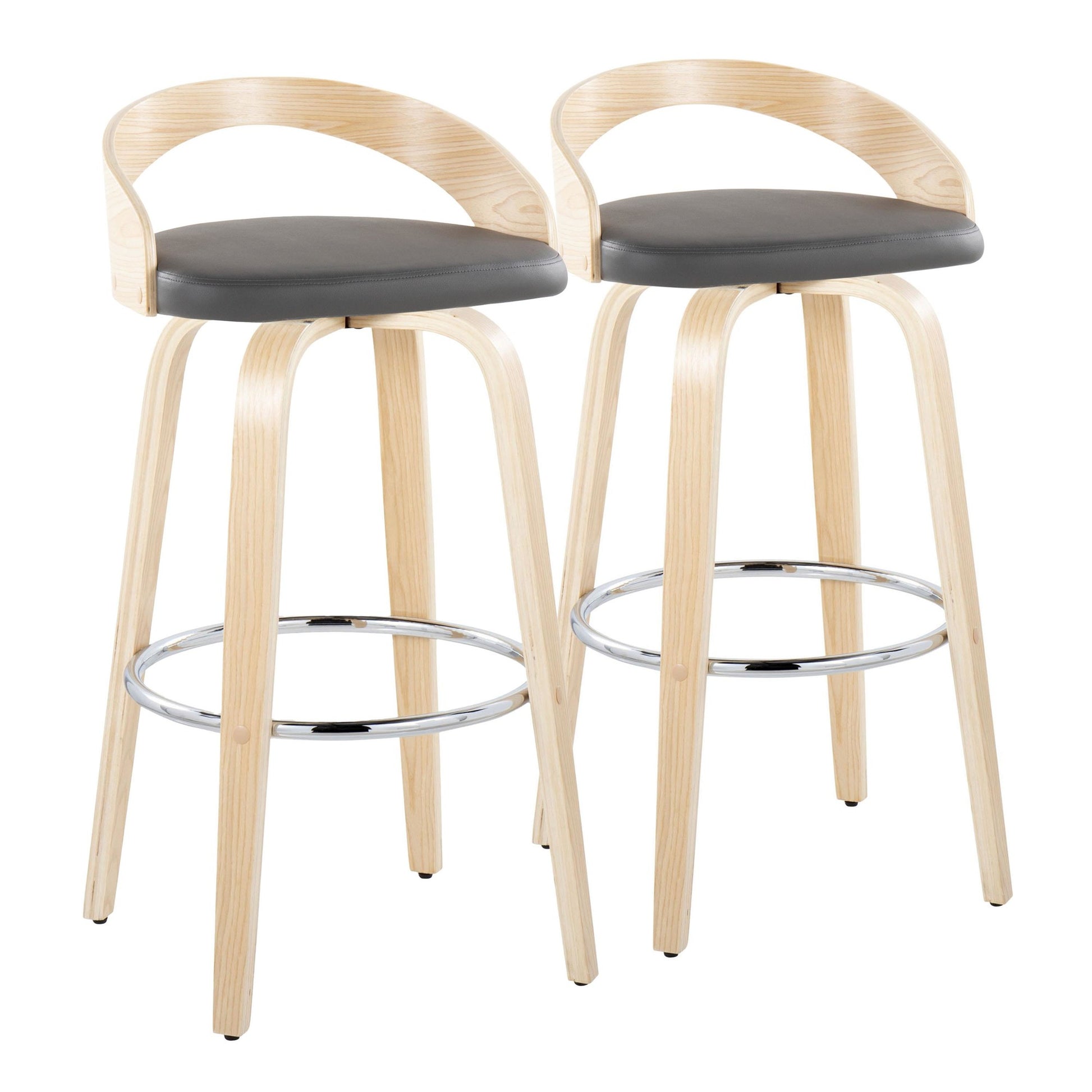 Grotto 30" Fixed-Height Barstool - Set of 2 By LumiSource - B30-GROTTOPU-GRTZR2 NANABN2 | Bar Stools | Modishstore - 15