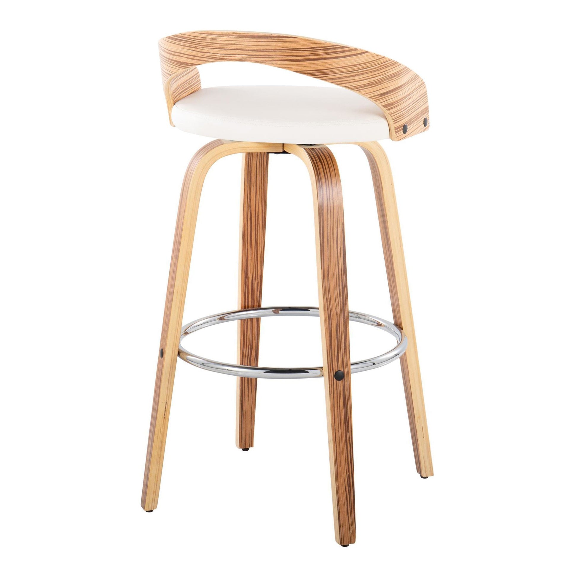 Grotto 30" Fixed-Height Barstool - Set of 2 By LumiSource - B30-GROTTOPU-GRTZQ2 WLWLBN2 | Bar Stools | Modishstore - 26