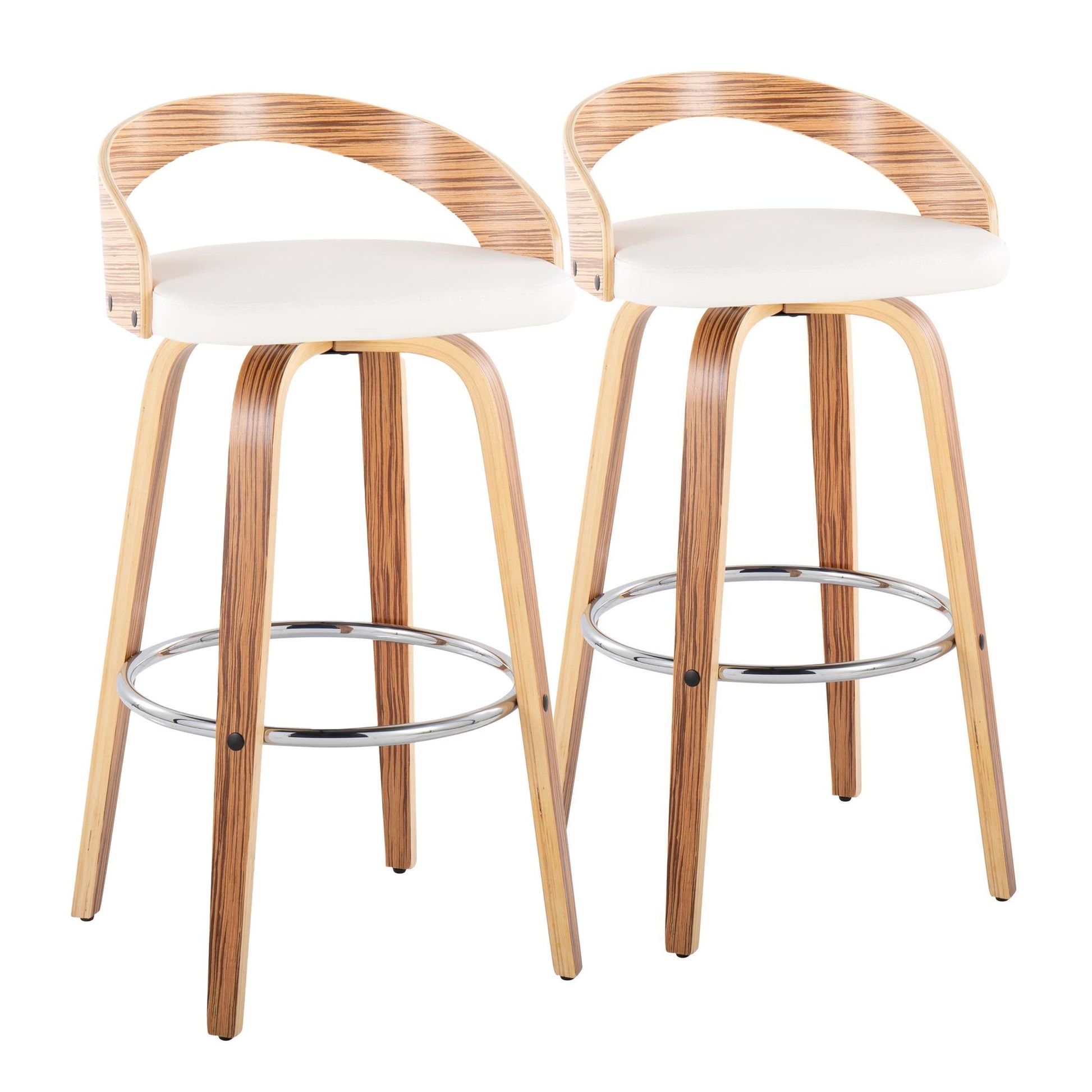 Grotto 30" Fixed-Height Barstool - Set of 2 By LumiSource - B30-GROTTOPU-GRTZQ2 WLWLBN2 | Bar Stools | Modishstore - 23