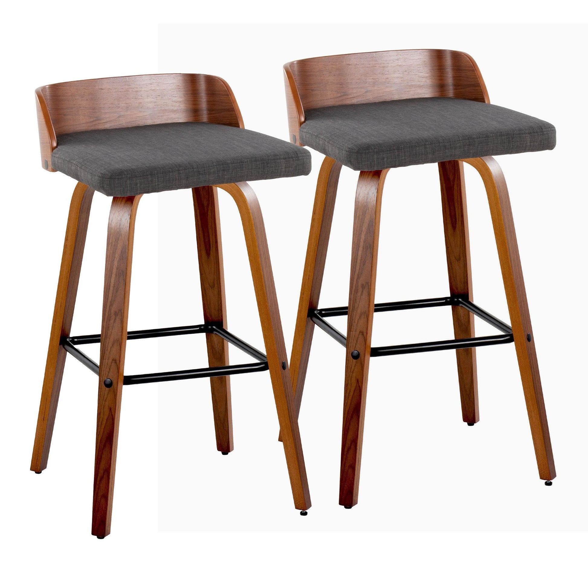 Maya 30" Fixed-Height Barstool - Set of 2 By LumiSource - B30-MAYAFB-GRTZX2 WLWLCHAR2 | Bar Stools | Modishstore - 5