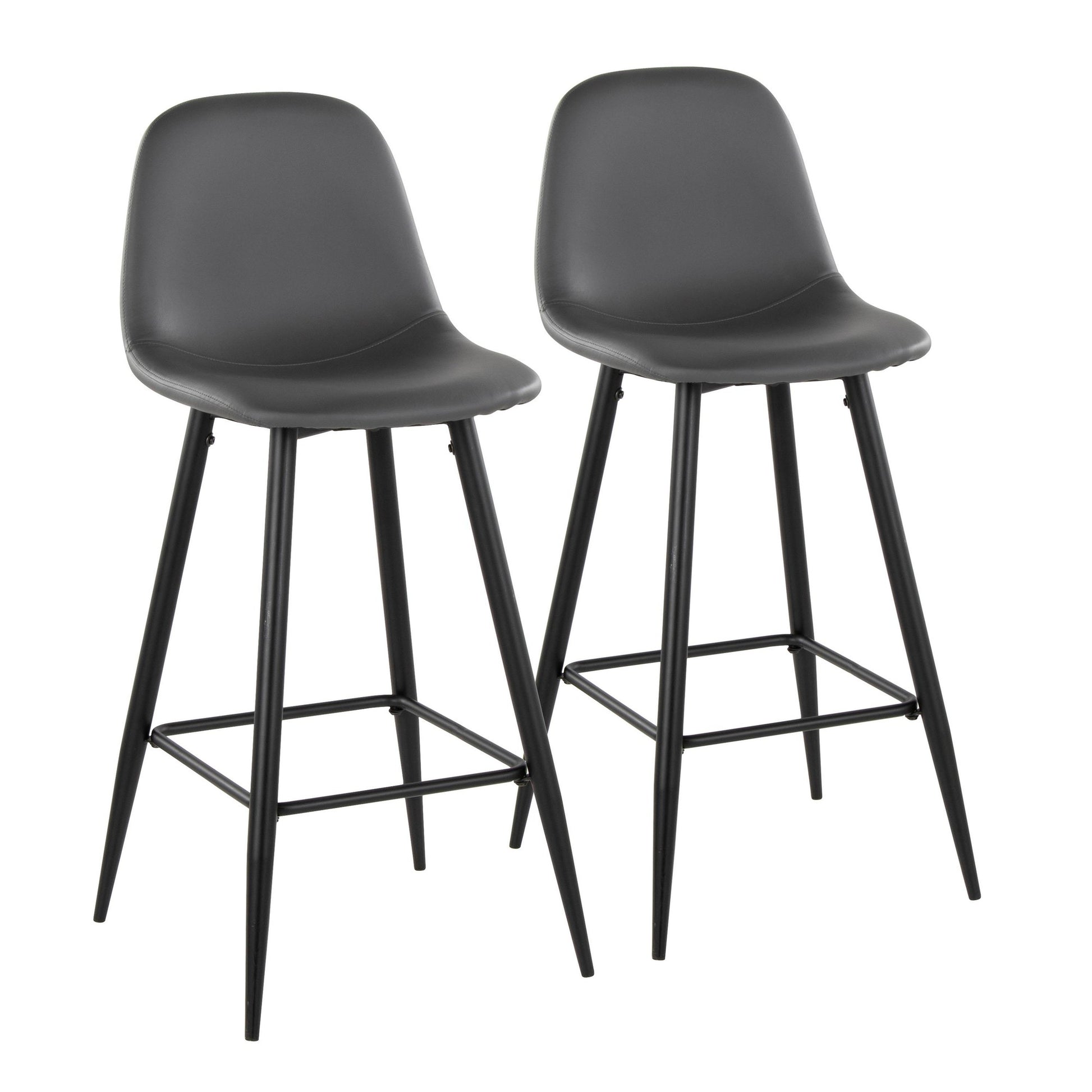 Pebble 30" Fixed-Height Barstool - Set of 2 By LumiSource - B30-PEBPU-X1 BKGY2 | Bar Stools | Modishstore - 3