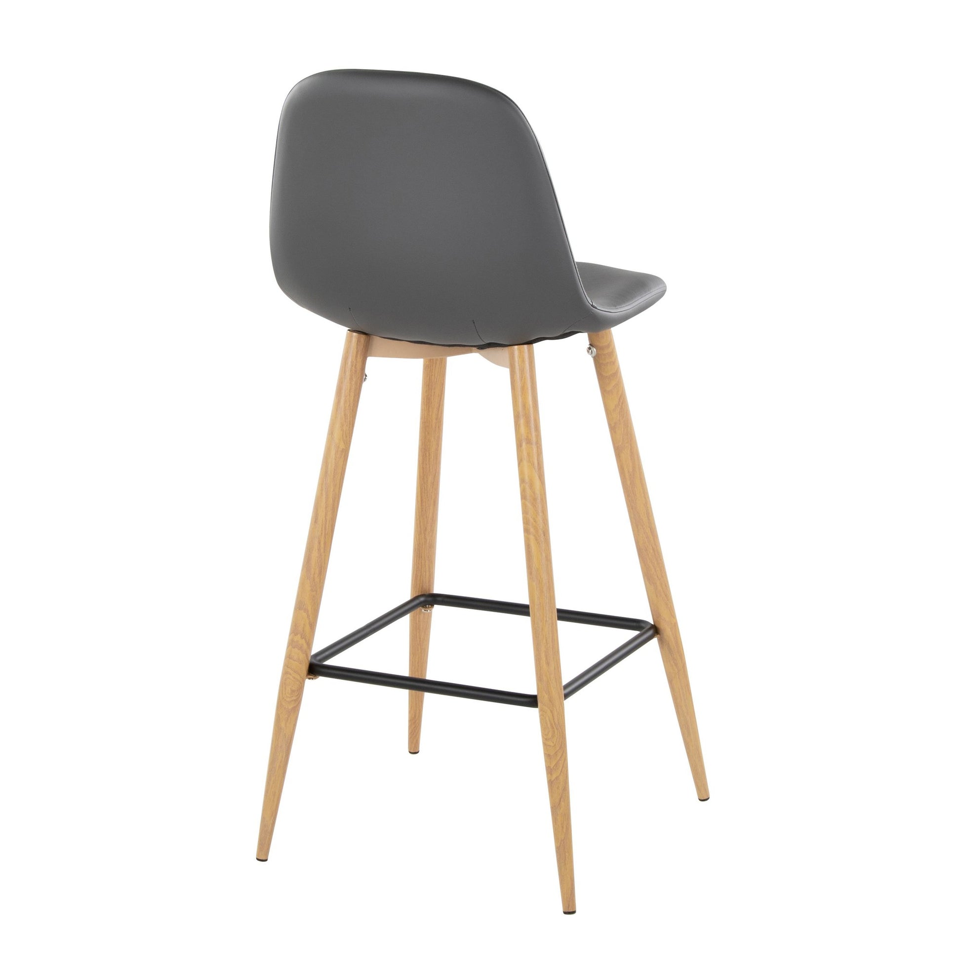 Pebble 30" Fixed-Height Barstool - Set of 2 By LumiSource - B30-PEBPU-X1 BKGY2 | Bar Stools | Modishstore - 14