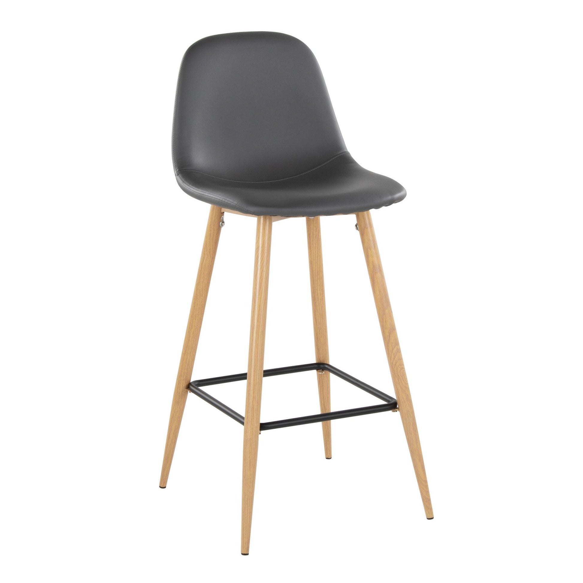 Pebble 30" Fixed-Height Barstool - Set of 2 By LumiSource - B30-PEBPU-X1 BKGY2 | Bar Stools | Modishstore - 12