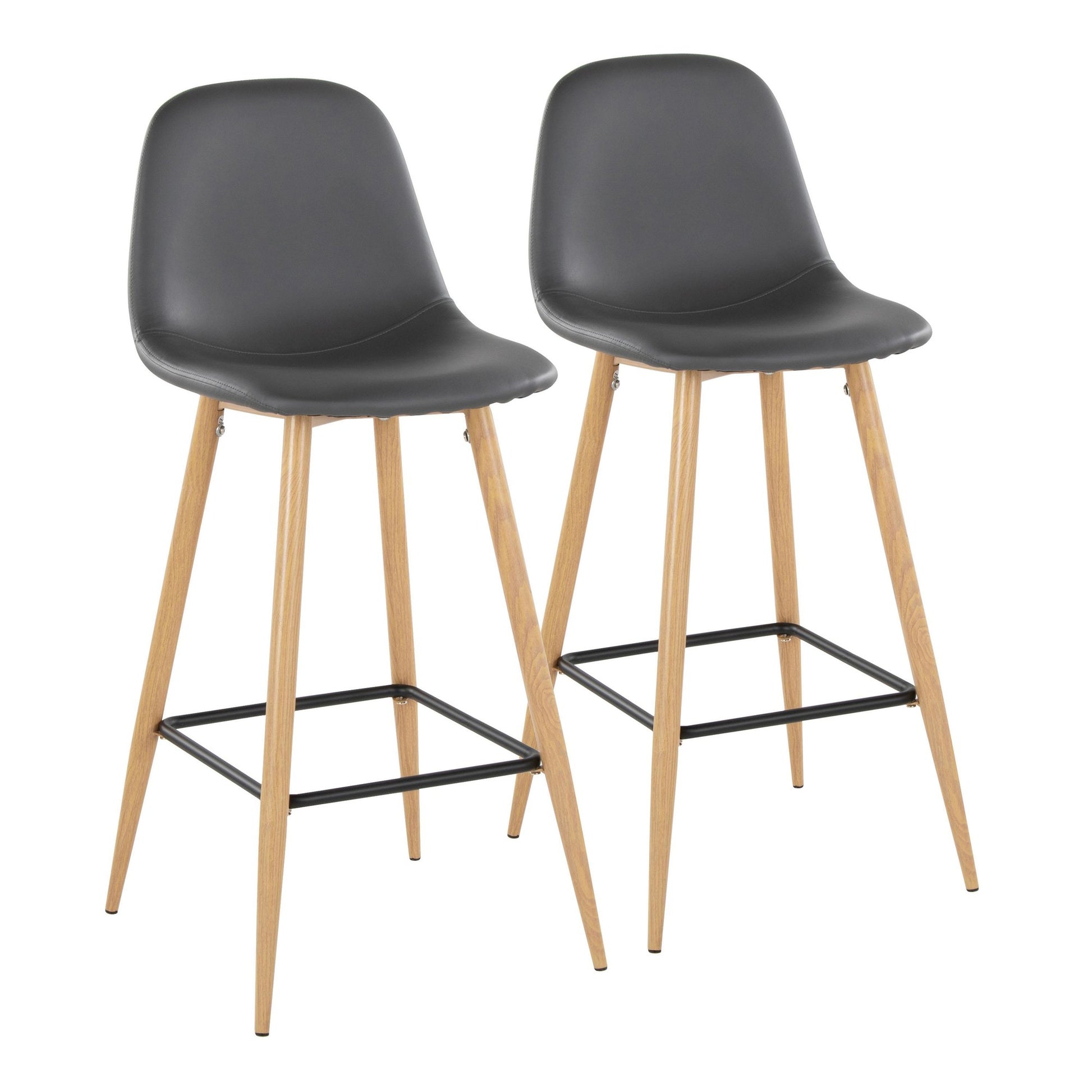 Pebble 30" Fixed-Height Barstool - Set of 2 By LumiSource - B30-PEBPU-X1 BKGY2 | Bar Stools | Modishstore - 11