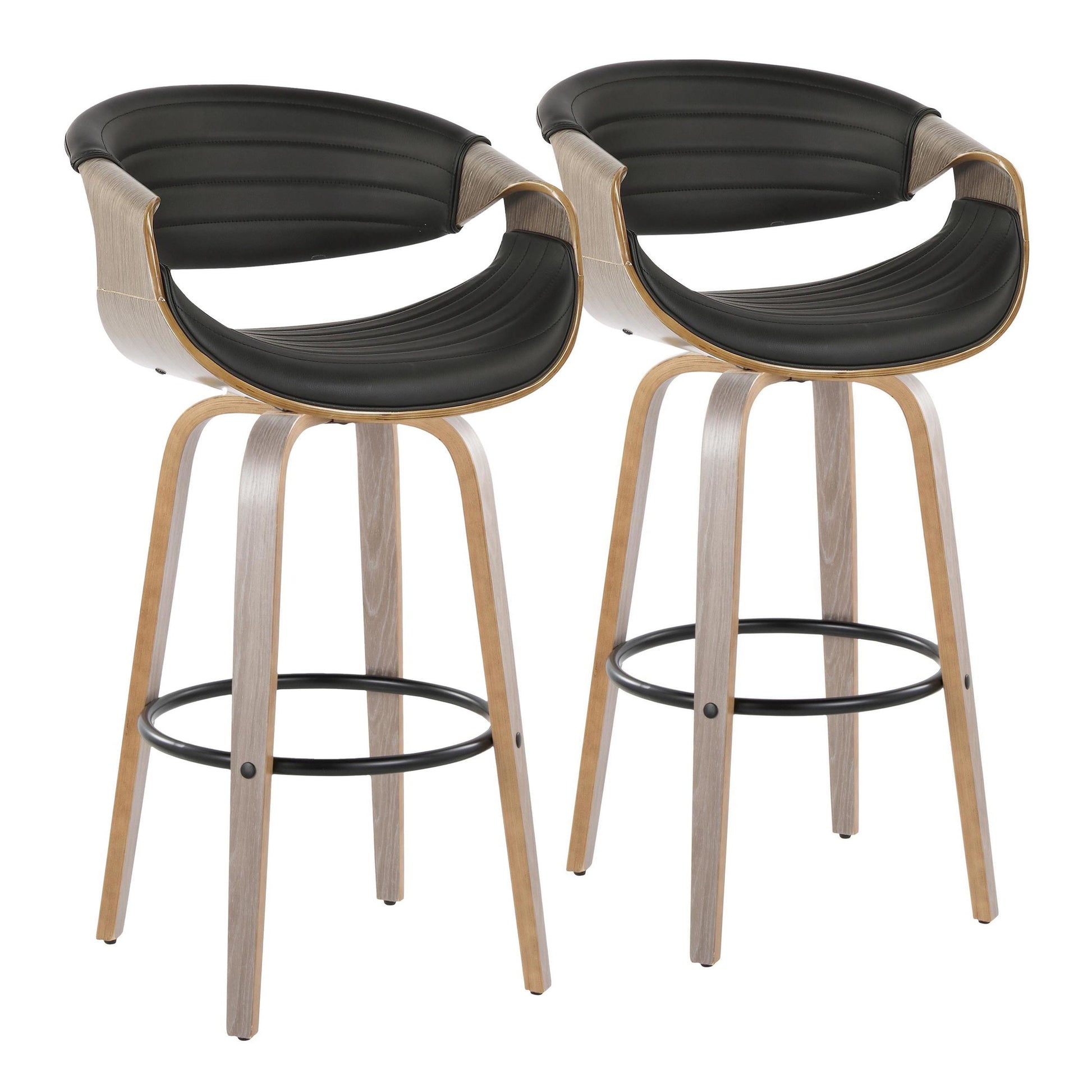 Symphony 30" Fixed-Height Barstool - Set of 2 By LumiSource - B30-SYMPPU-GRTZQ2 LGYLGYBK2 | Bar Stools | Modishstore - 4