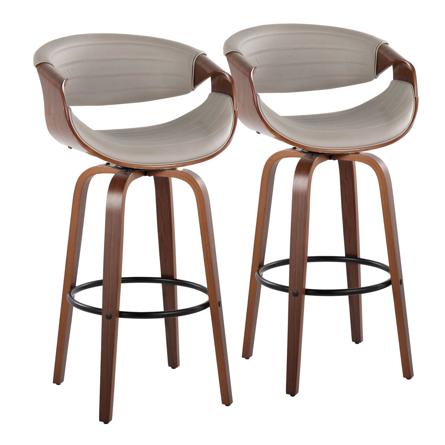 Symphony 30" Fixed-Height Barstool - Set of 2 By LumiSource - B30-SYMPPU-GRTZQ2 LGYLGYBK2 | Bar Stools | Modishstore - 13