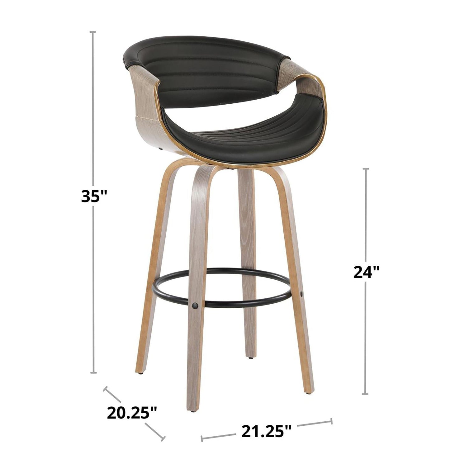 Symphony 30" Fixed-Height Barstool - Set of 2 By LumiSource - B30-SYMPPU-GRTZQ2 LGYLGYBK2 | Bar Stools | Modishstore - 9