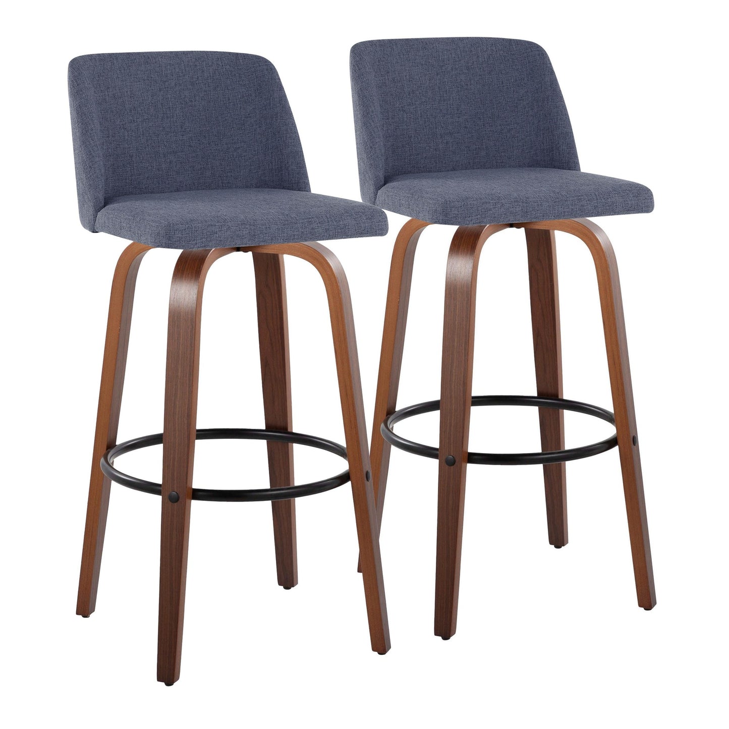 Toriano 30" Fixed-Height Barstool - Set of 2 By LumiSource - B30-TRNOFB-GRTZQ2 WLBU2 | Bar Stools | Modishstore - 5