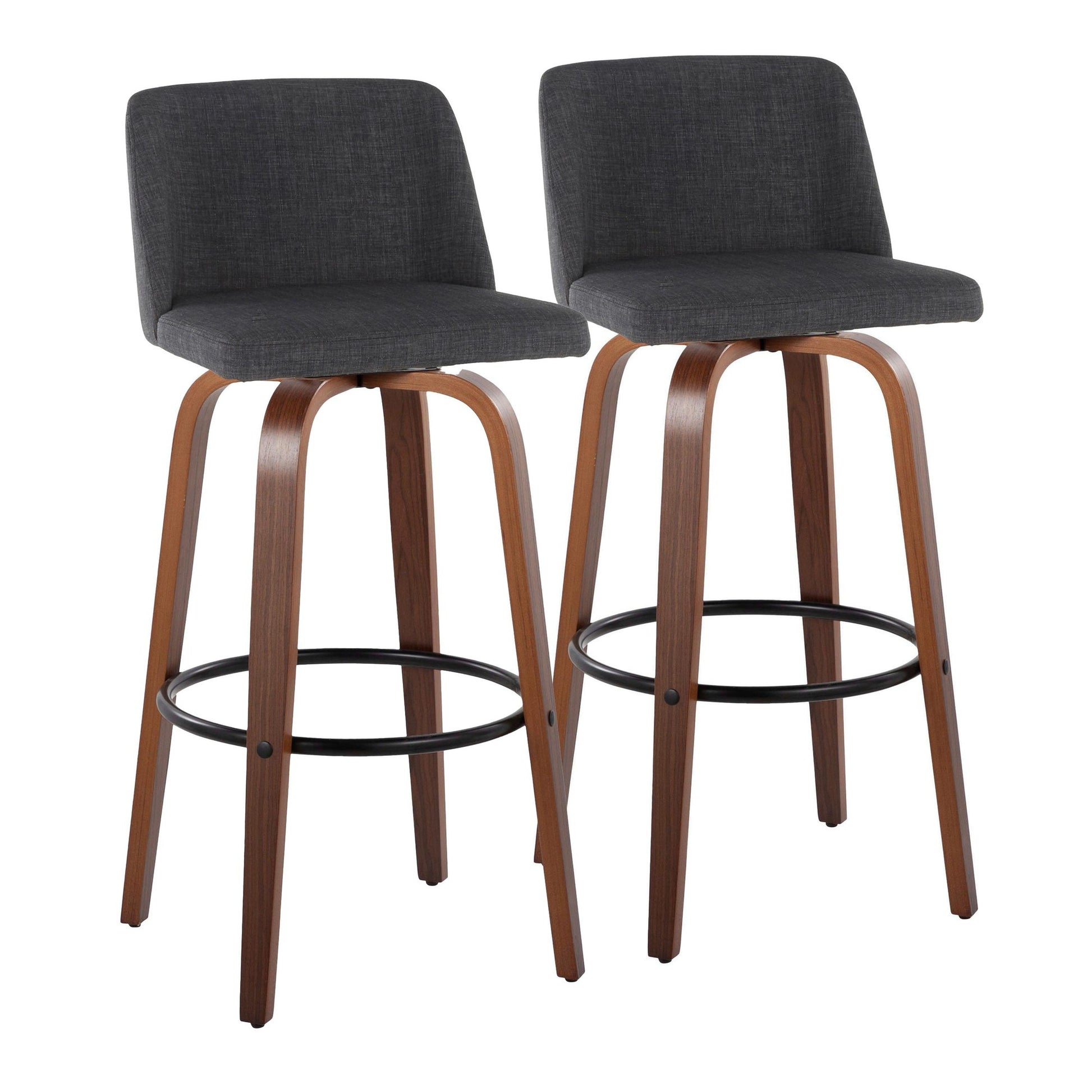 Toriano 30" Fixed-Height Barstool - Set of 2 By LumiSource - B30-TRNOFB-GRTZQ2 WLBU2 | Bar Stools | Modishstore - 15