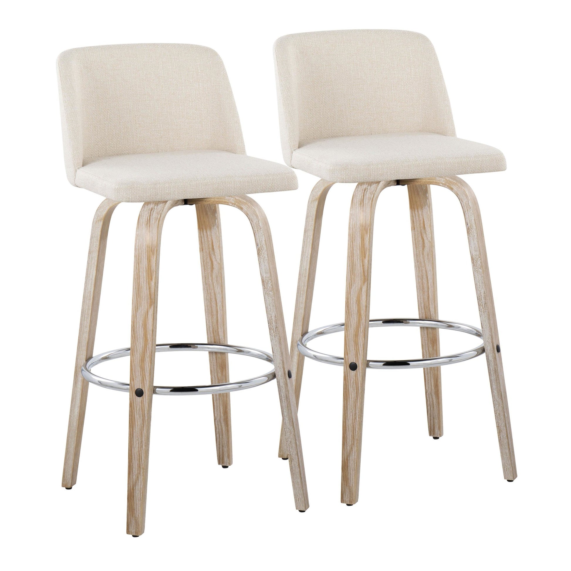 Toriano 30" Fixed-Height Barstool - Set of 2 By LumiSource - B30-TRNOFB-GRTZR2 WWNCR2 | Bar Stools | Modishstore - 5