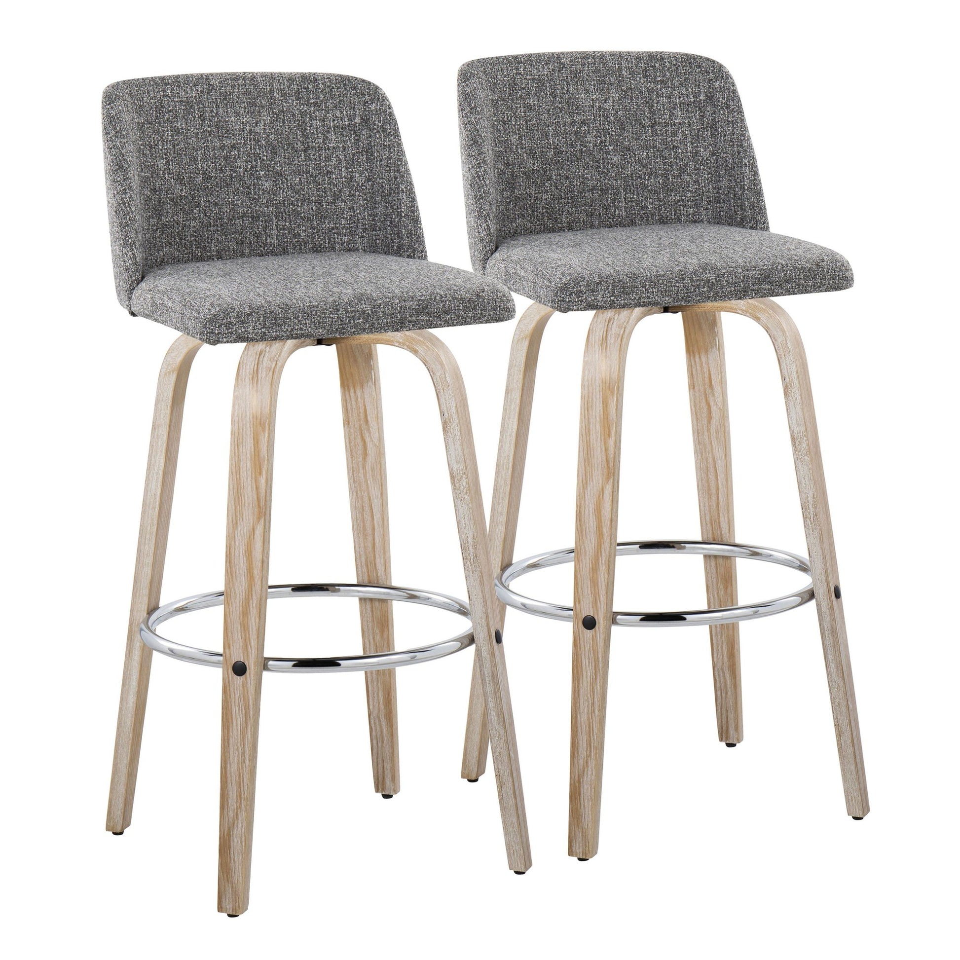 Toriano 30" Fixed-Height Barstool - Set of 2 By LumiSource - B30-TRNOFB-GRTZR2 WWNCR2 | Bar Stools | Modishstore - 15