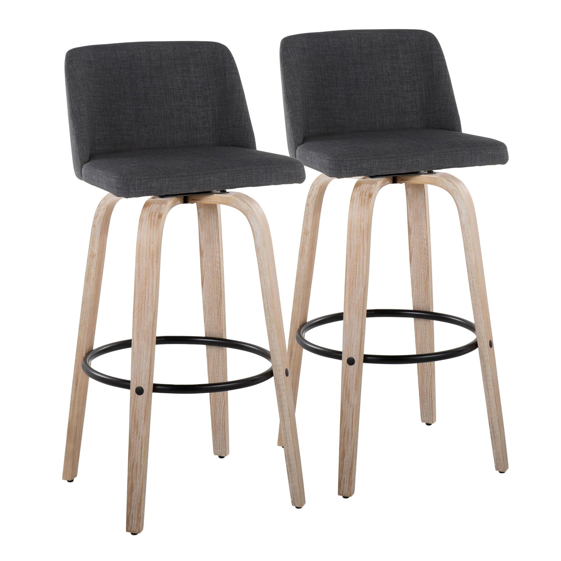 Toriano 30" Fixed-Height Barstool - Set of 2 By LumiSource - B30-TRNOFB-GRTZQ2 WWBU2 | Bar Stools | Modishstore - 11