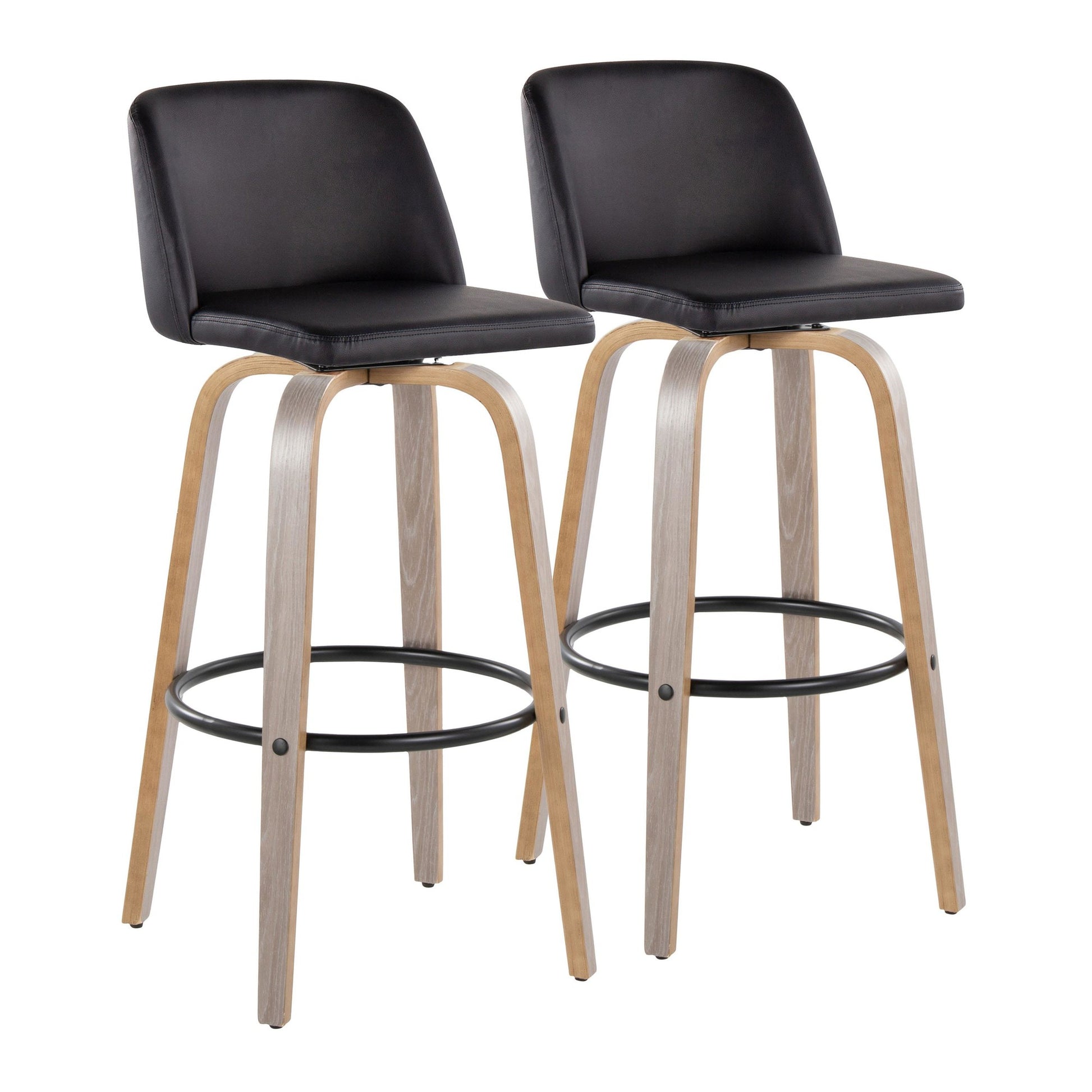 Toriano 30" Fixed-Height Barstool - Set of 2 By LumiSource - B30-TRNOPU-GRTZQ2 LGYBK2 | Bar Stools | Modishstore - 5