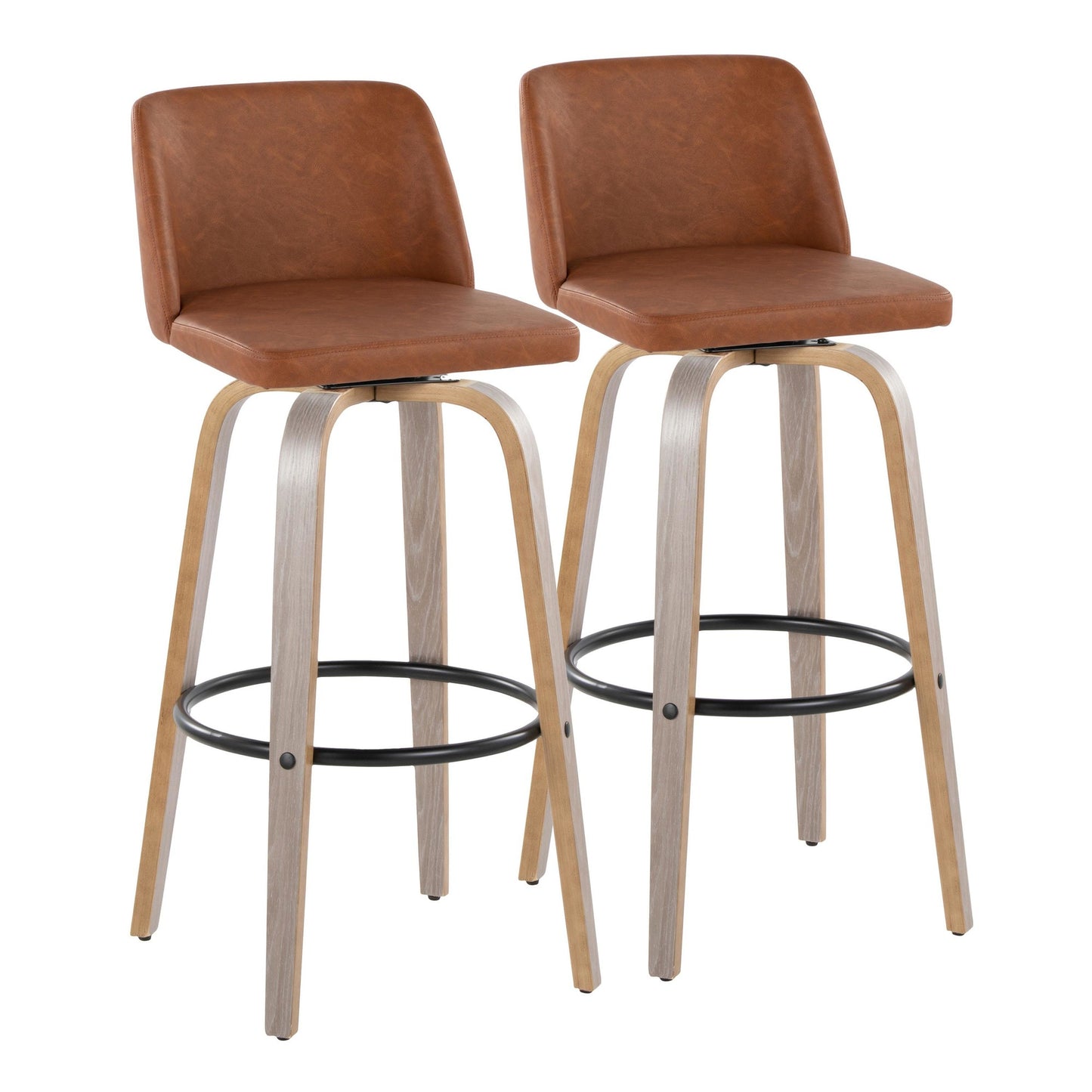 Toriano 30" Fixed-Height Barstool - Set of 2 By LumiSource - B30-TRNOPU-GRTZQ2 LGYBK2 | Bar Stools | Modishstore - 15