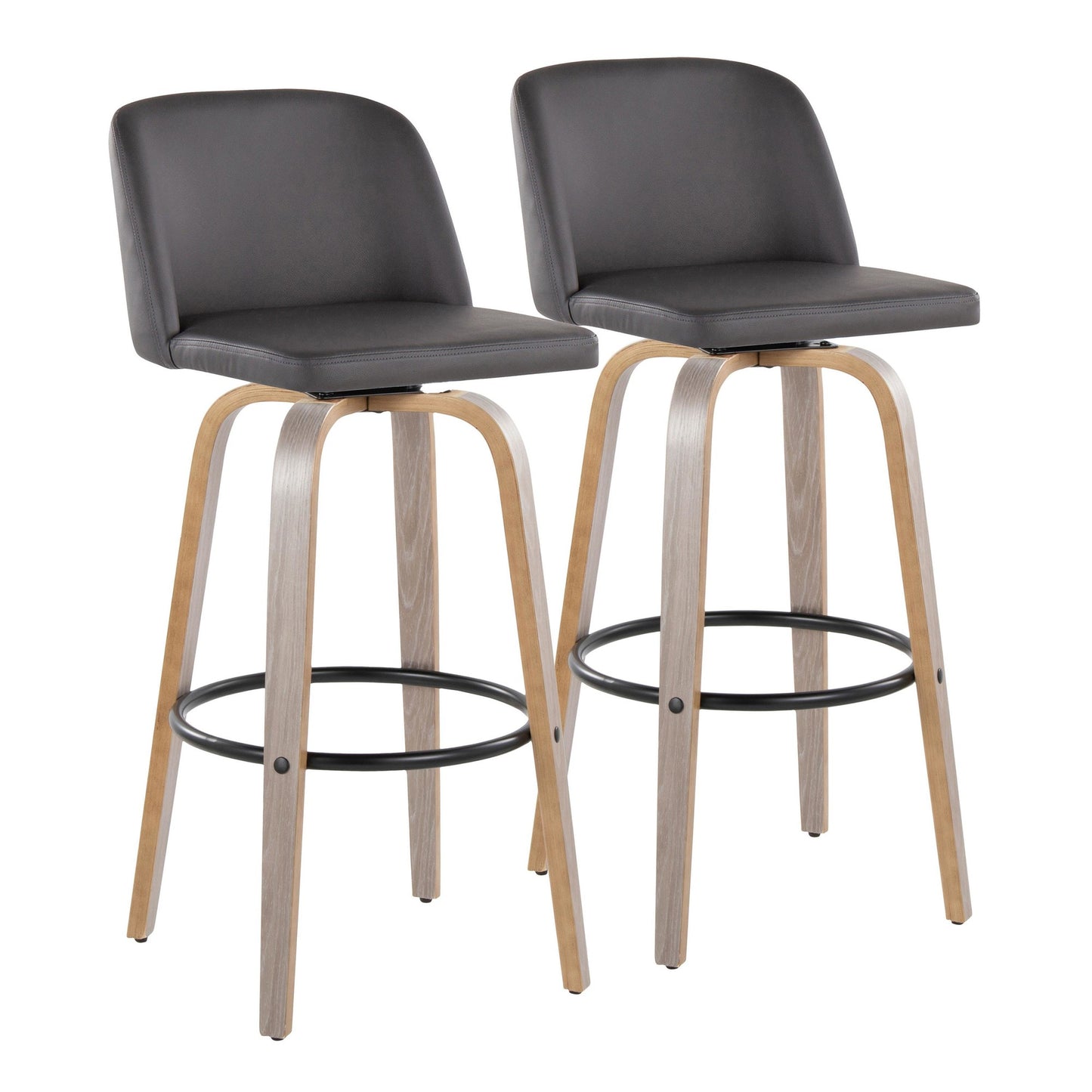 Toriano 30" Fixed-Height Barstool - Set of 2 By LumiSource - B30-TRNOPU-GRTZQ2 LGYBK2 | Bar Stools | Modishstore - 25