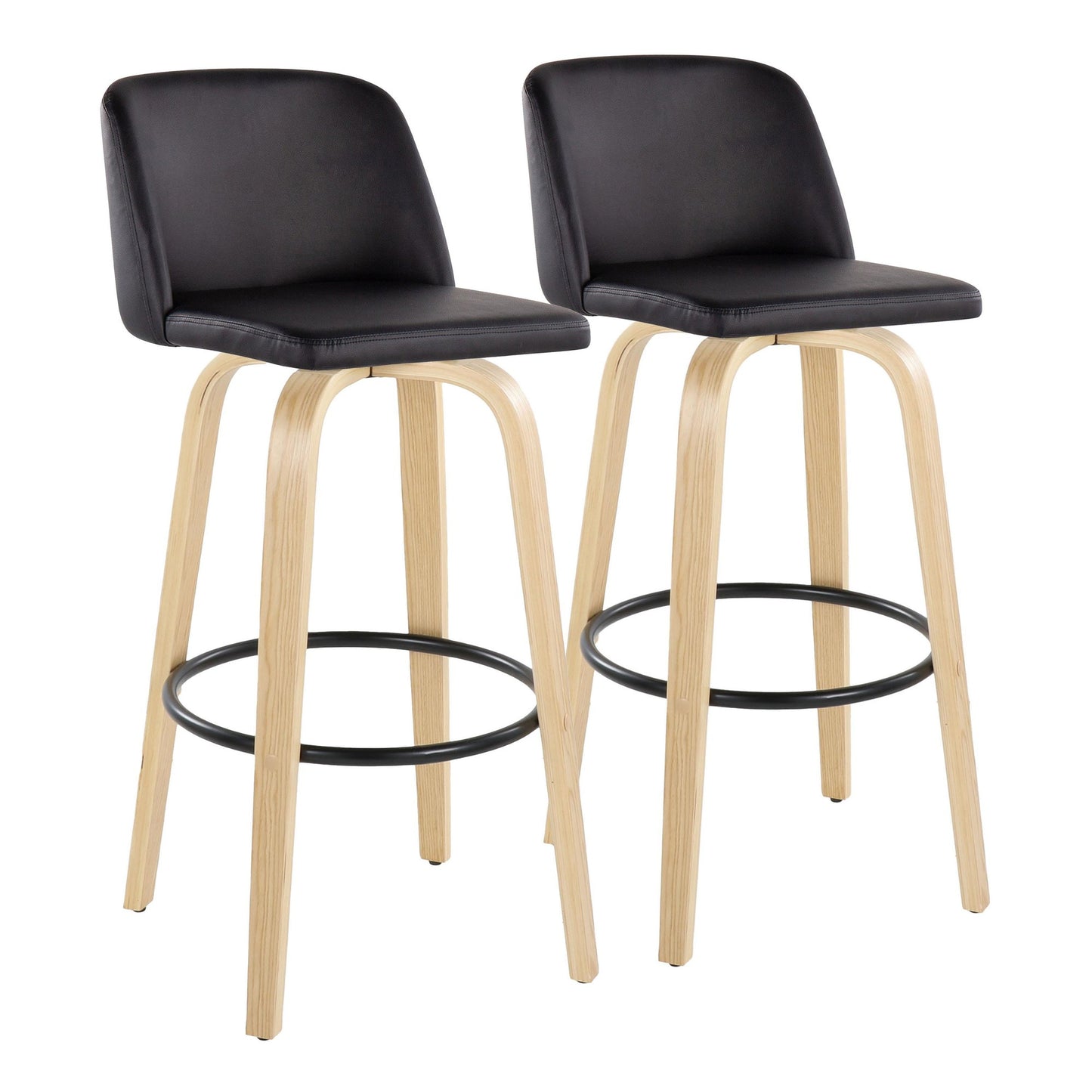 Toriano 30" Fixed-Height Barstool - Set of 2 By LumiSource - B30-TRNOPU-GRTZQ2 LGYBK2 | Bar Stools | Modishstore - 35