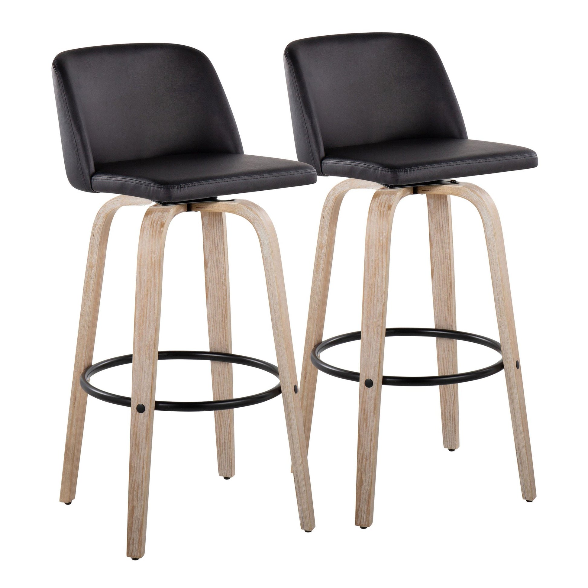 Toriano 30" Fixed-Height Barstool - Set of 2 By LumiSource - B30-TRNOPU-GRTZQ2 WWBK2 | Bar Stools | Modishstore - 5